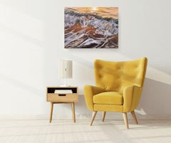 Golden Moment - dipinto originale di paesaggio acquatico in stile moderno e realistico - arte contemporanea