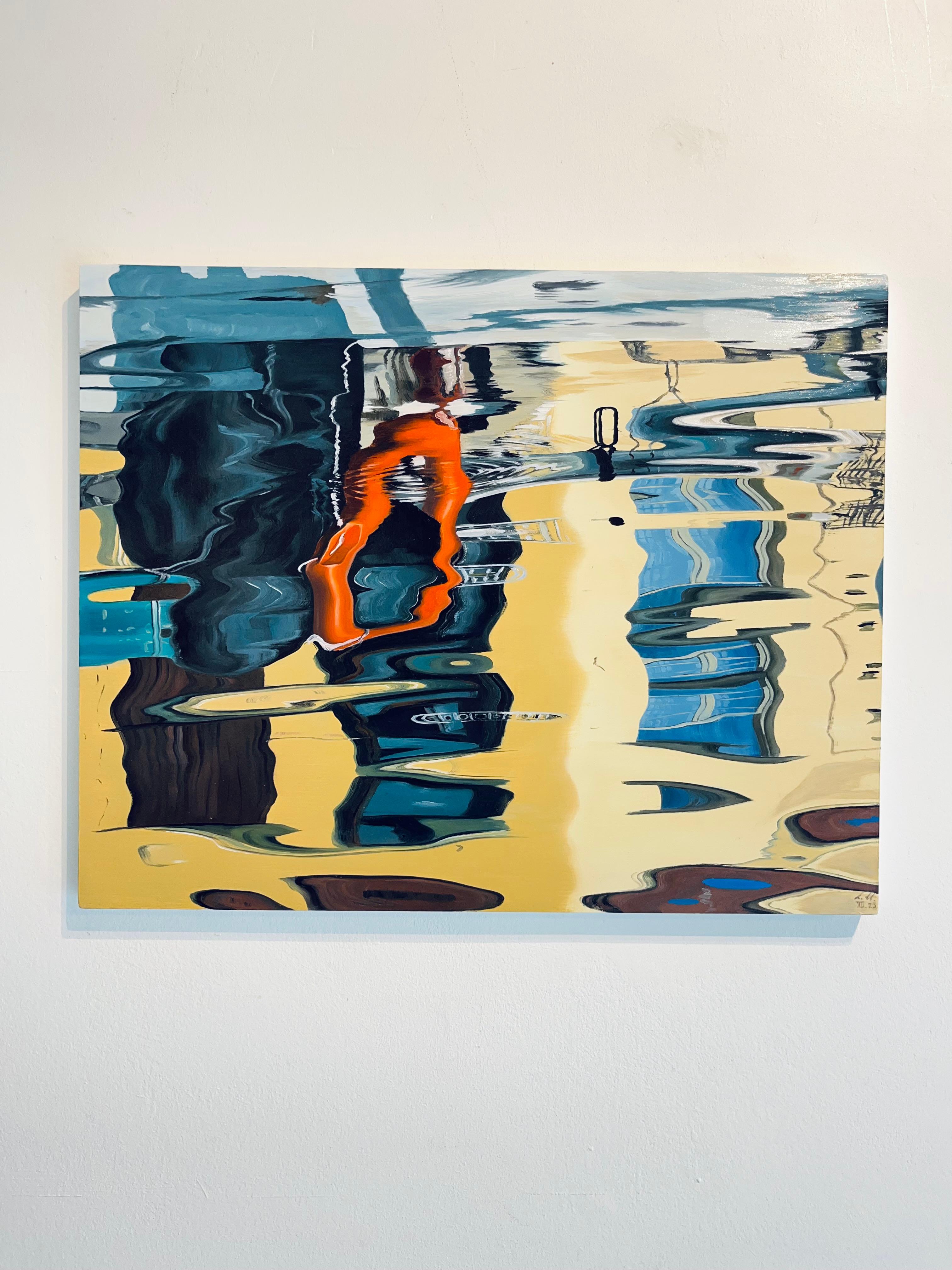 Leben Gürtel-originale Hyper Realismus moderne Wasser Ölgemälde-Zeitgenössische Kunst (Braun), Landscape Painting, von Alina Huberenko