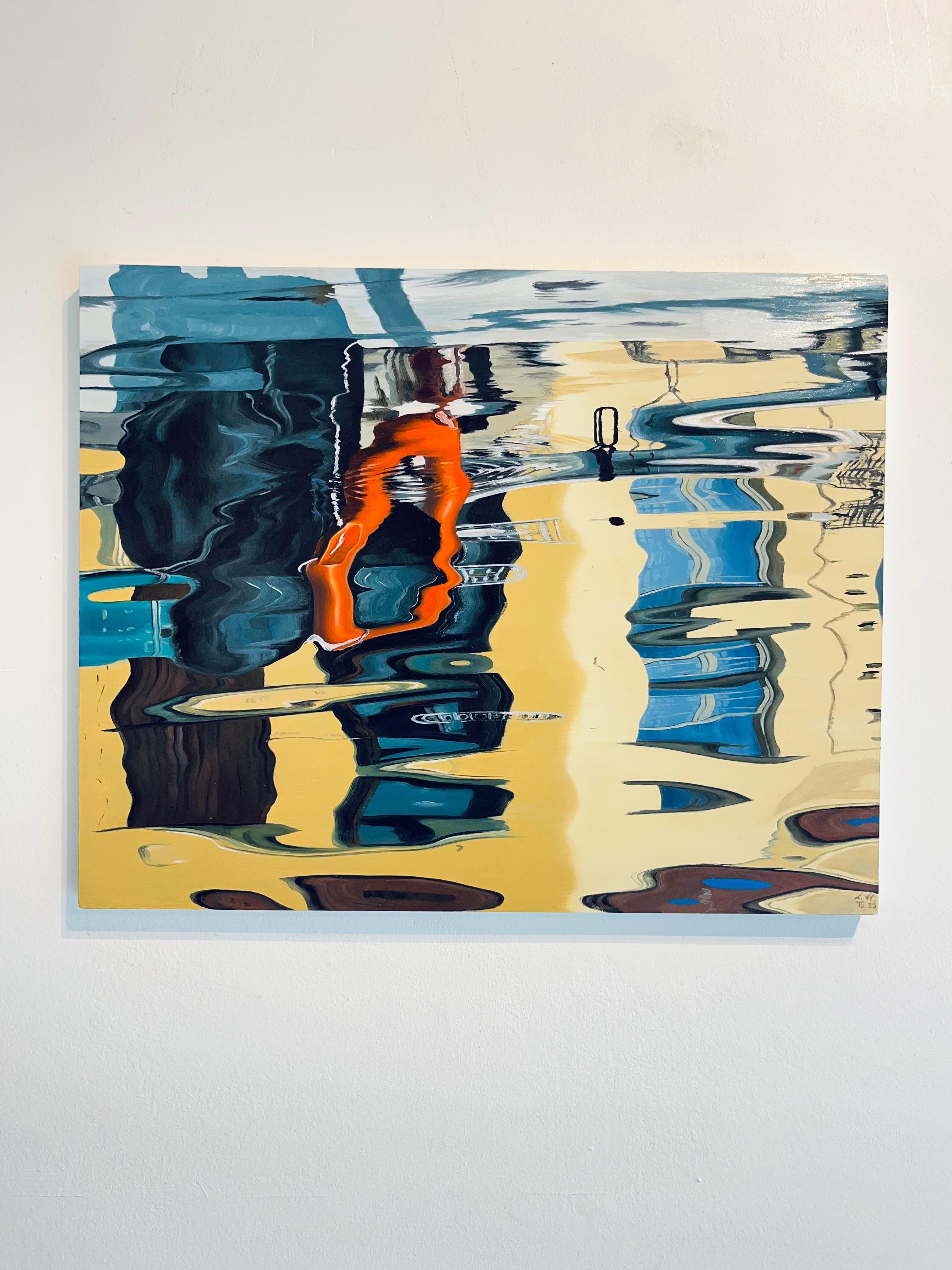 Cinturón de la vida-Original hiperrealismo moderno pintura al óleo al agua-Arte contemporáneo en venta 3