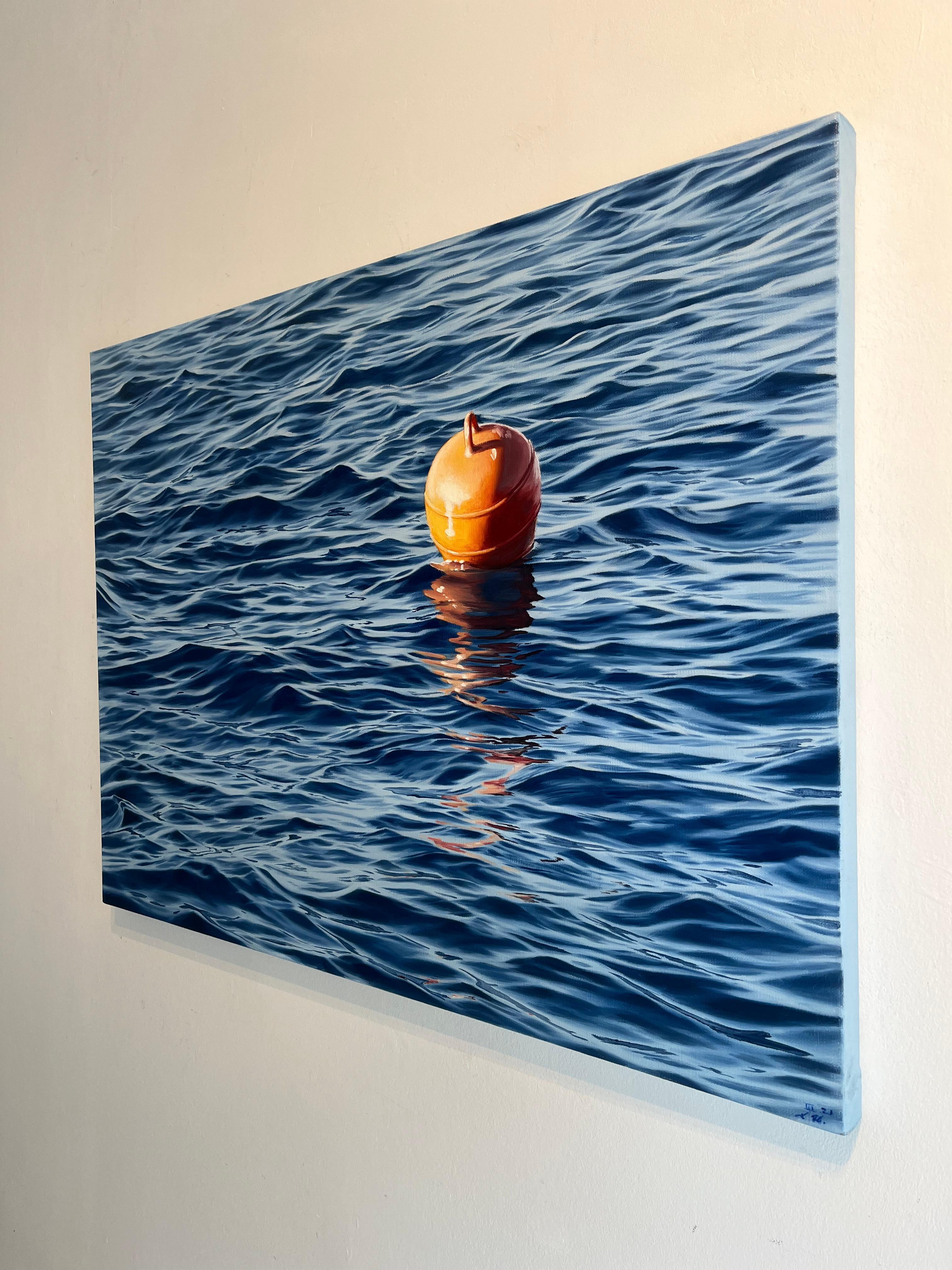 Lullaby for the Bouy-original Hyper realism still life-seascape-oil painting-Art - Photorealist Painting by Alina Huberenko