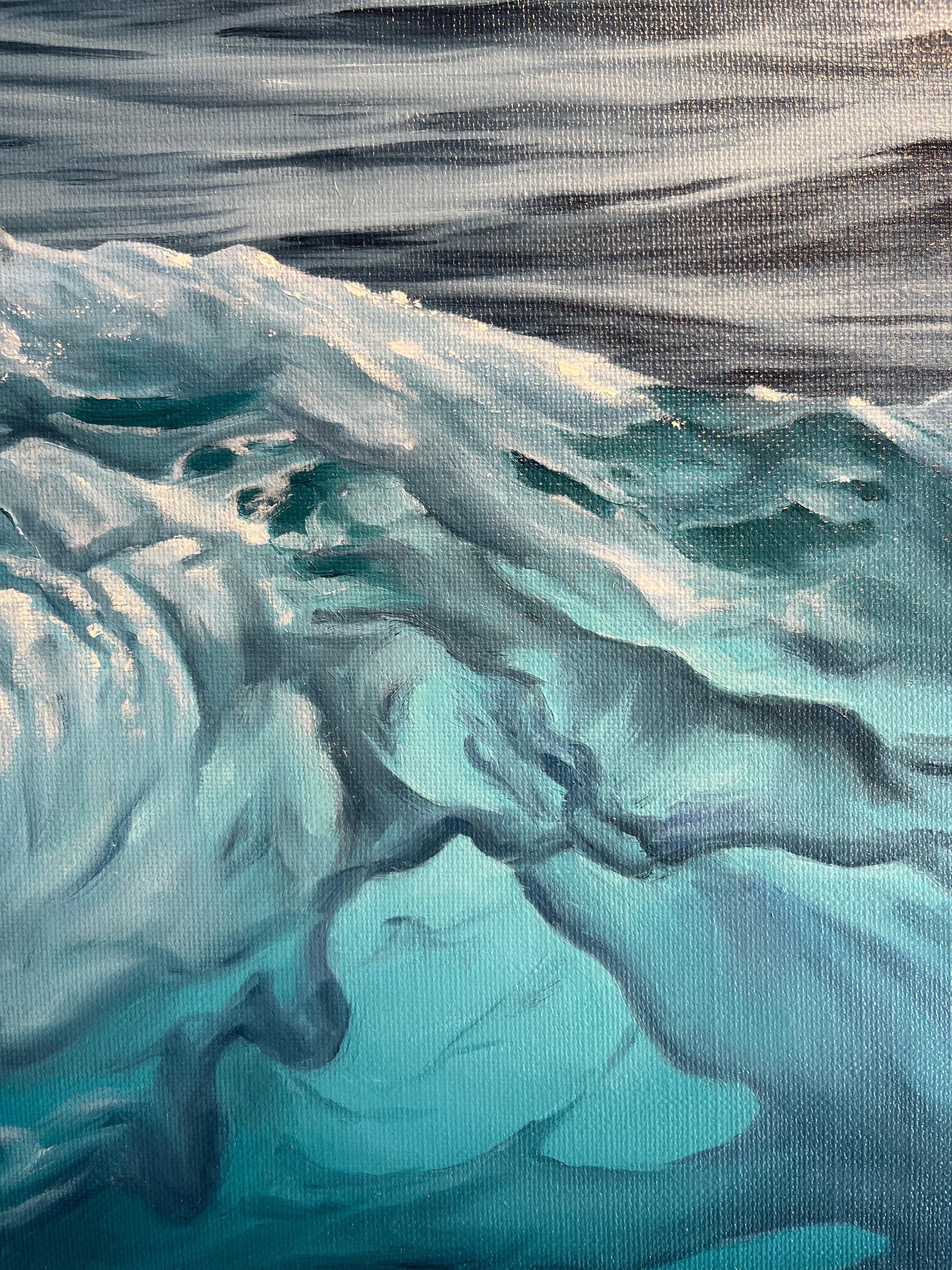 Mediterranean Glow-original realism ocean seascape oil painting-contemporary Art - Painting by Alina Huberenko