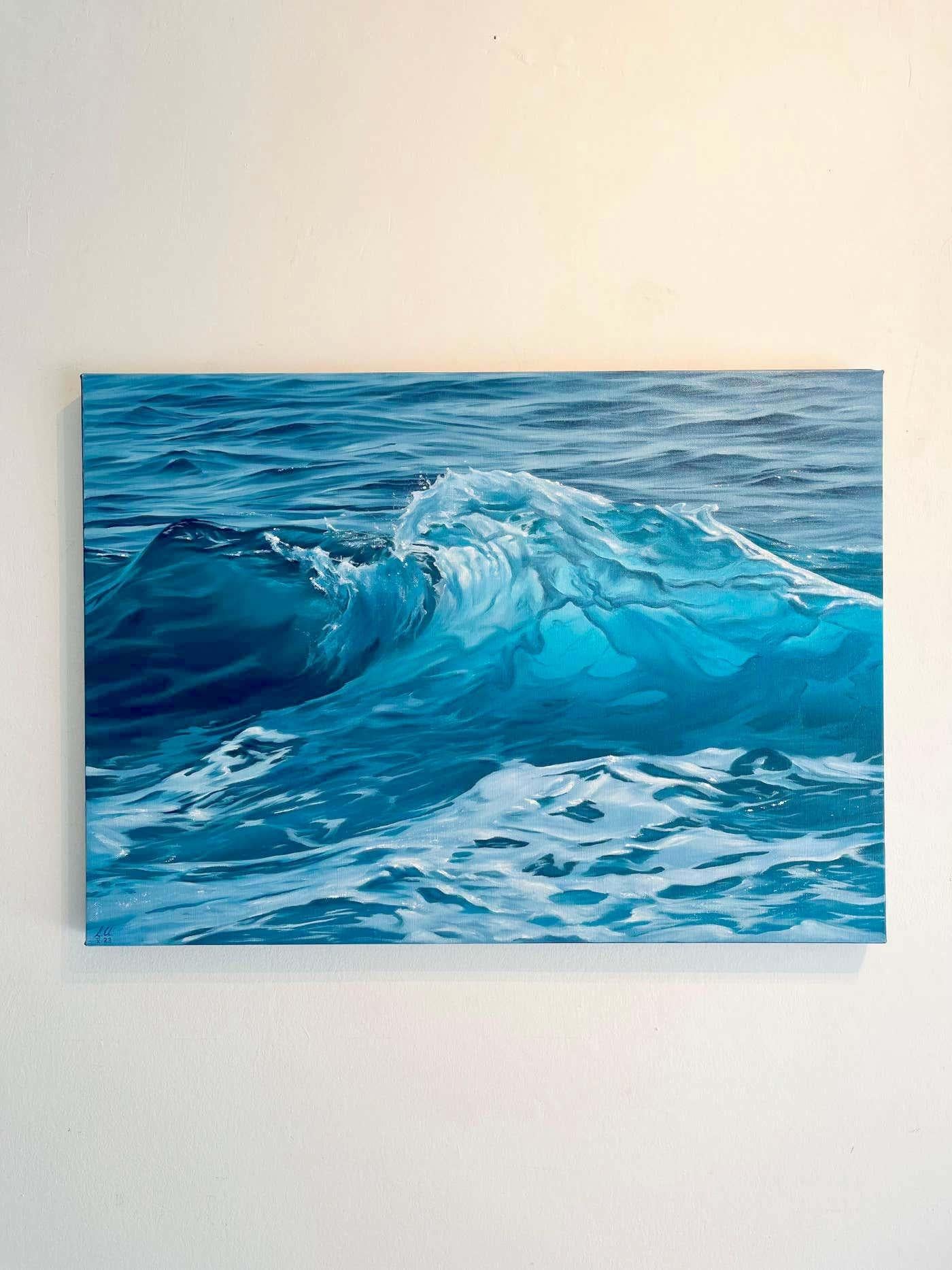 Mediterranean Glow-original realism ocean seascape oil painting-contemporary Art For Sale 1