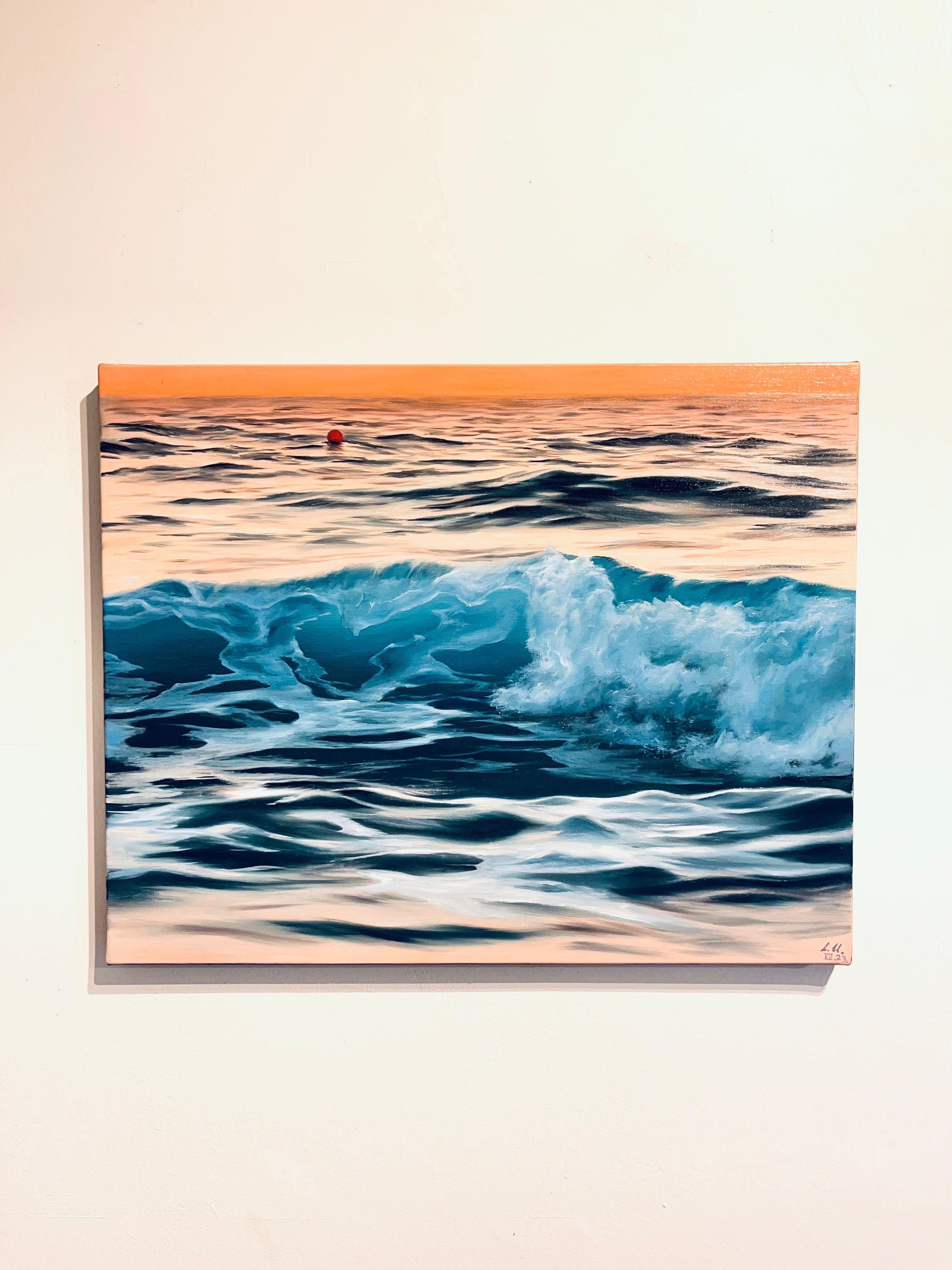 Ocean sunset -original hyper realism seascape oil painting-contemporary Art - Painting by Alina Huberenko