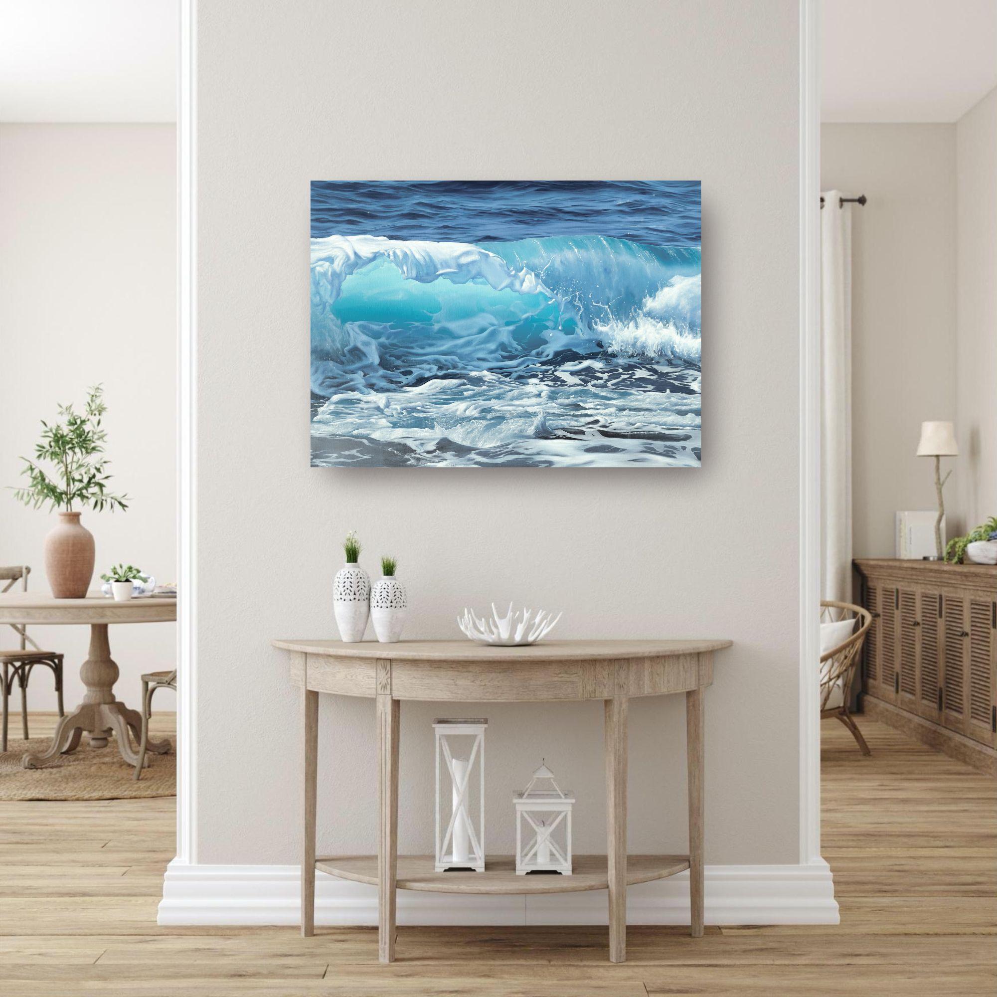 Seanergy I - pintura original de paisaje acuático del realismo moderno -arte contemporáneo - Art Fotorrealista de Alina Huberenko