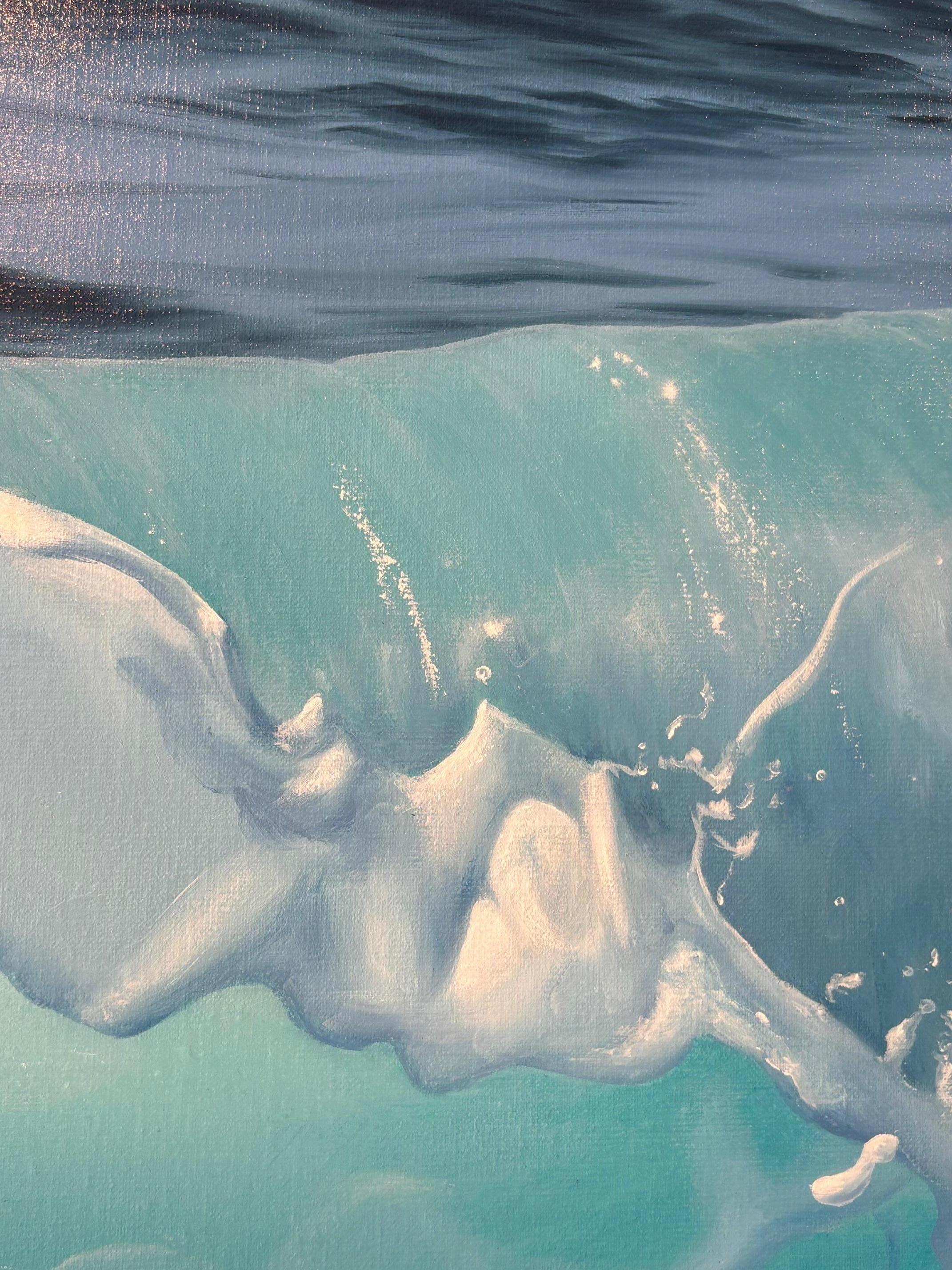Seanergy I -Originale moderne Realismus Wasserlandschaft Malerei -Zeitgenössische Kunst (Blau), Landscape Painting, von Alina Huberenko