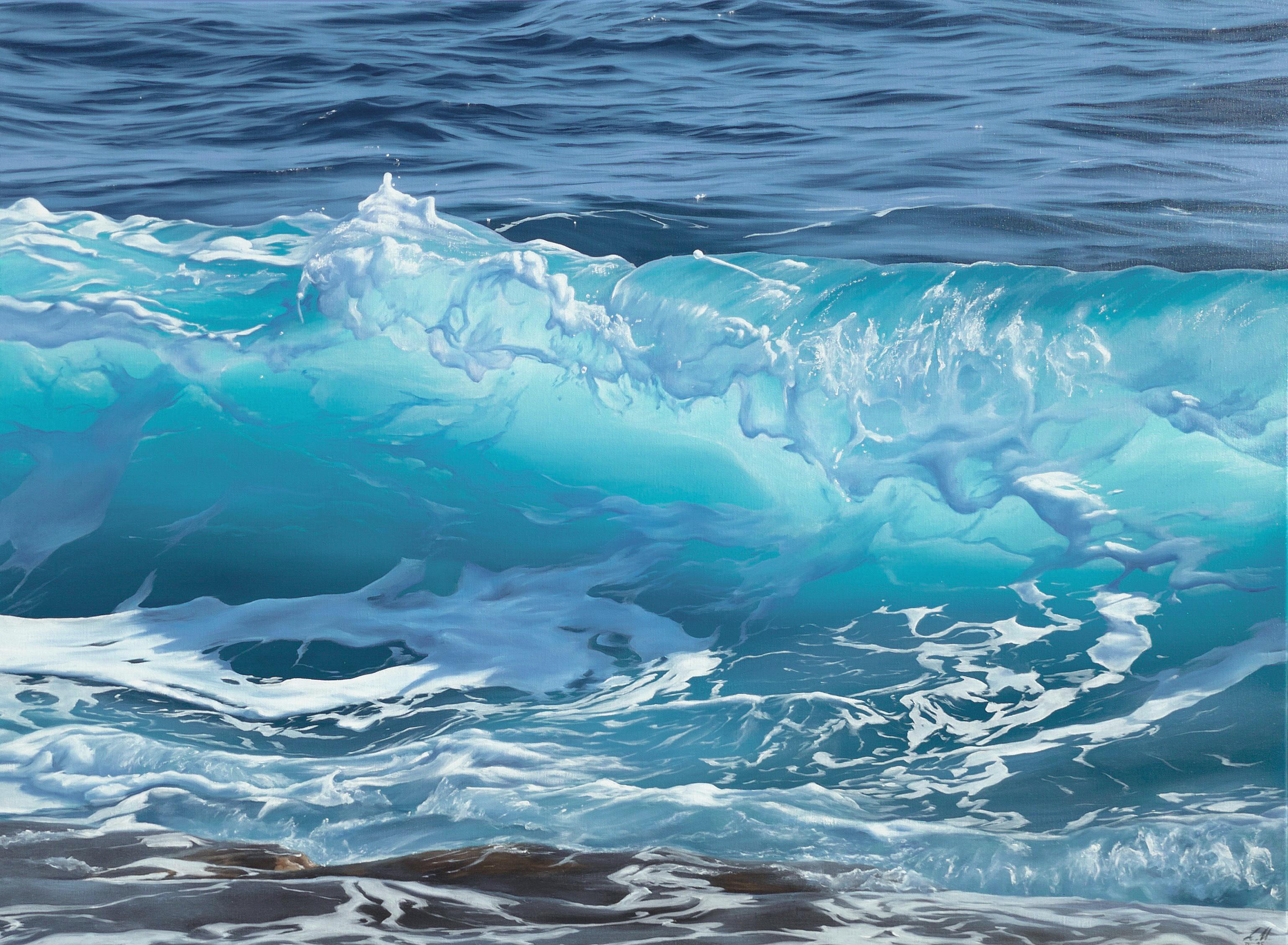 Seanergy II -Originale moderne Realismus Wasserlandschaft Malerei -Zeitgenössische Kunst – Art von Alina Huberenko