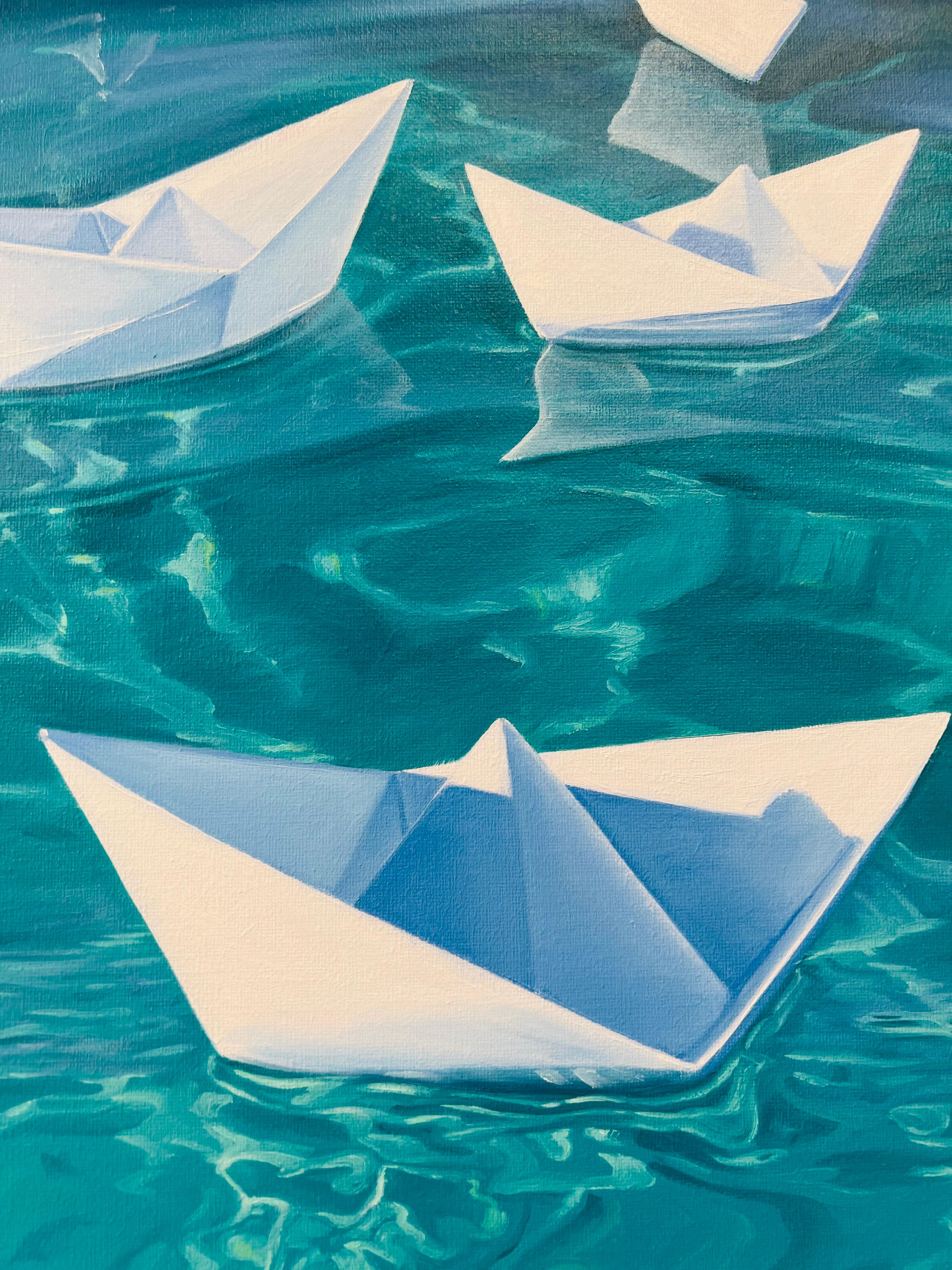 The Fleet-original photo realism seascape-still life painting-contemporary Art For Sale 1
