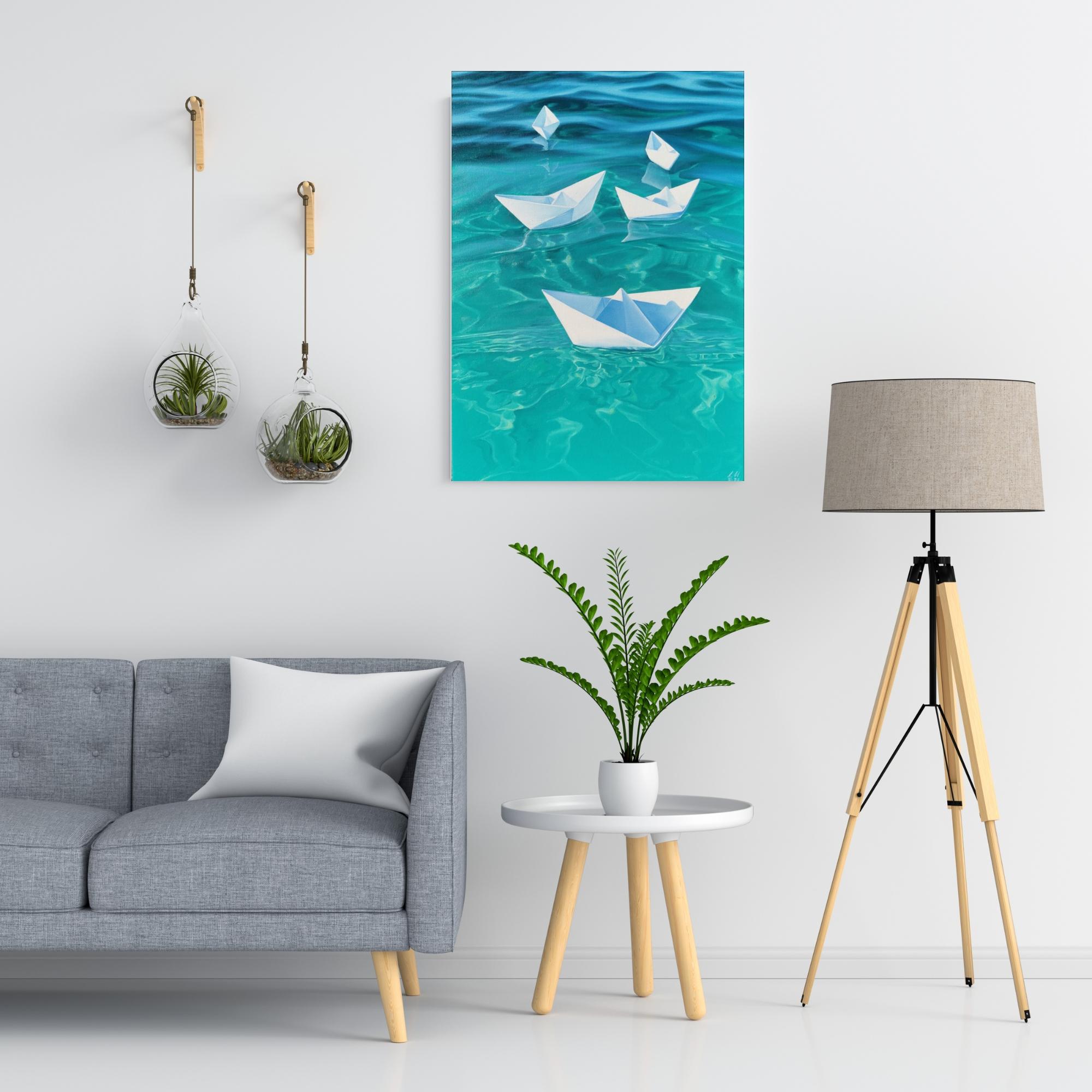 The Fleet-original photo realism seascape-still life painting-contemporary Art For Sale 2