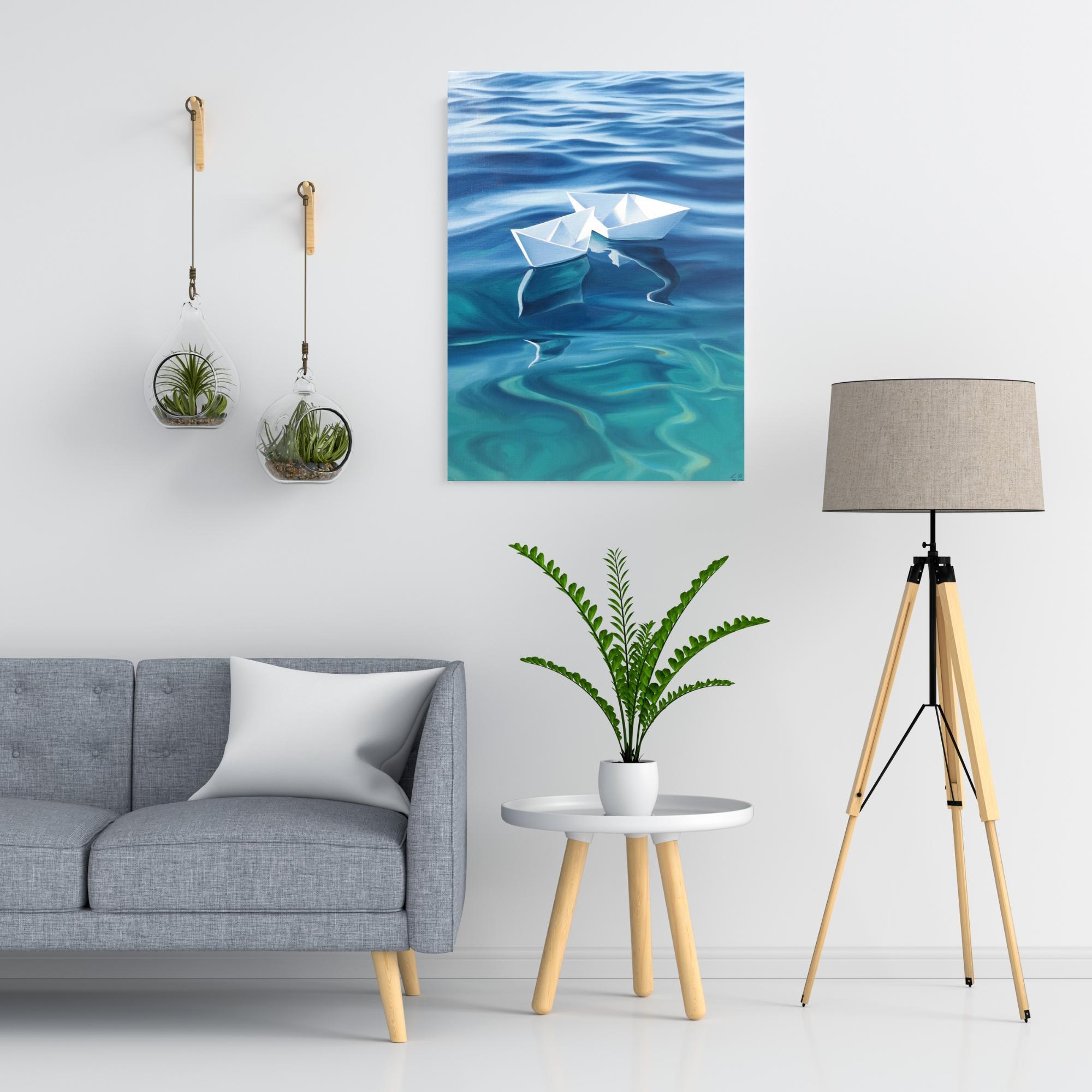 Together we StandModern realism seascape-still life oilpainting-contemporary Art - Photorealist Painting by Alina Huberenko