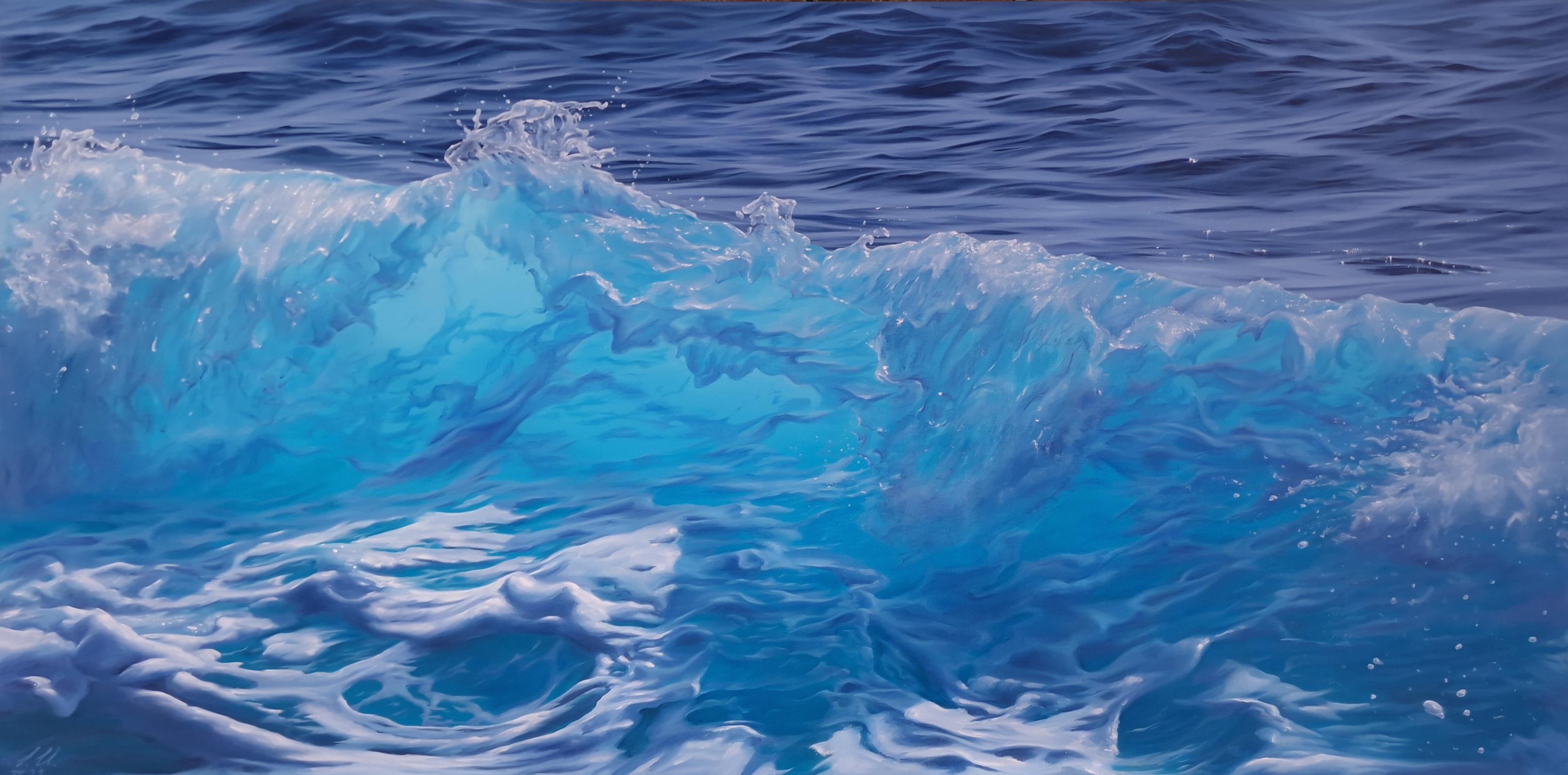 Wild Mediterranean-original contemporary Hyper realism seascape painting- Art