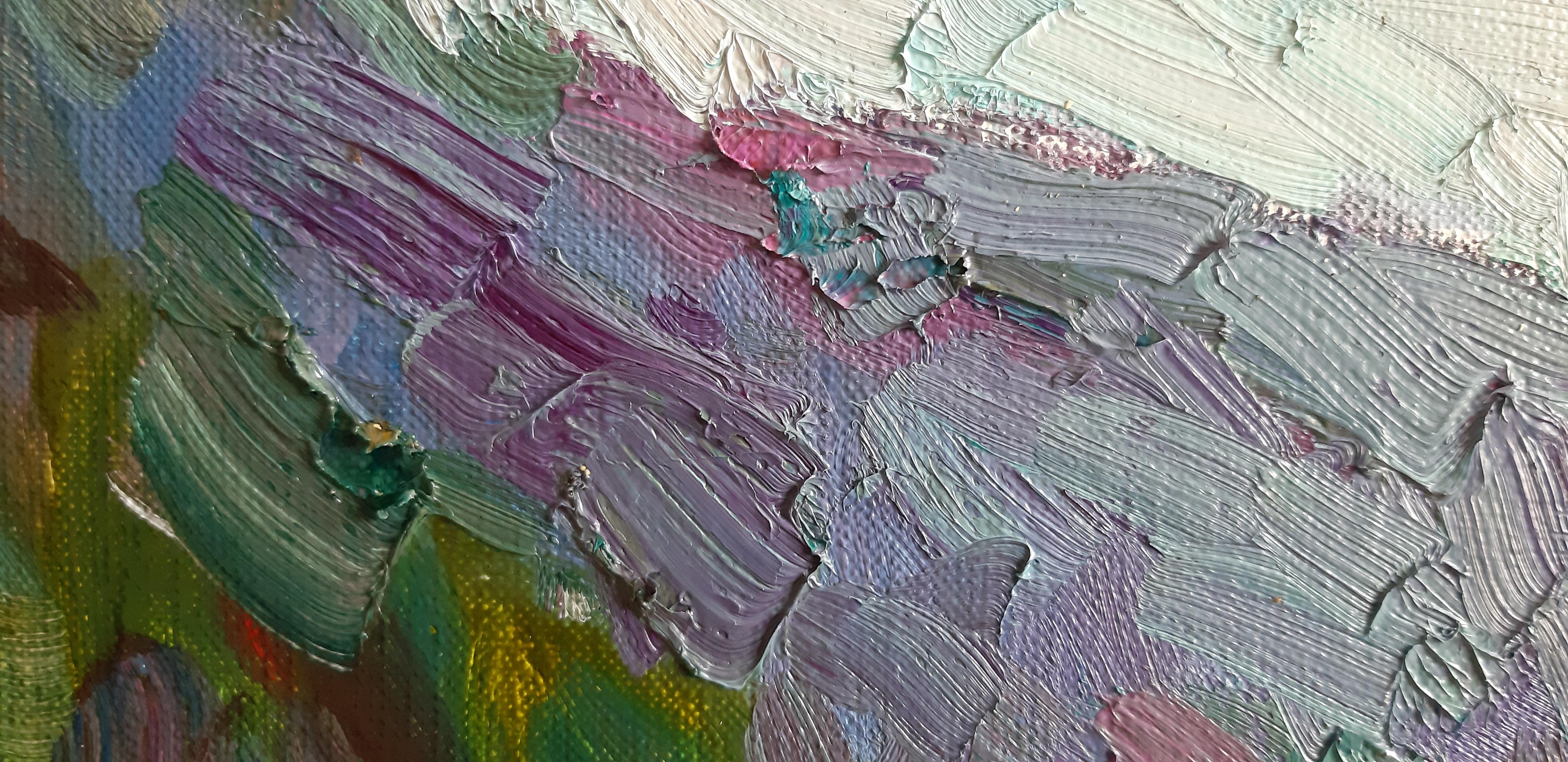 Evening on Monte Negro - Painting Landscape White Green Blue White Pink Purple 3