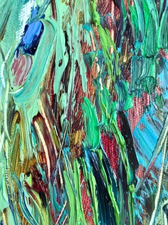 Peacock - Figurative Painting Colors Blue White Orange Brown Pale