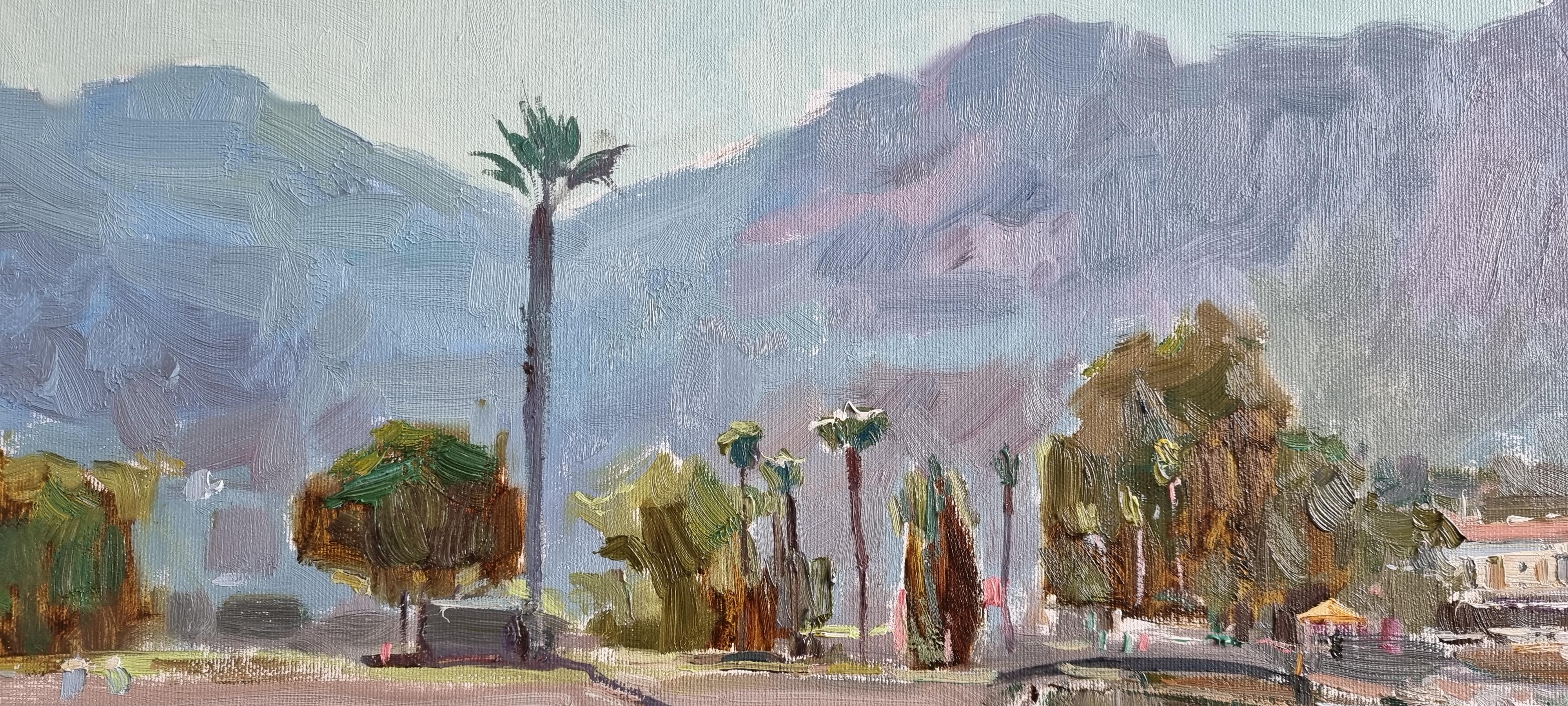 Sunny Bay - Landscape Painting Colors Blue Green White Brown Grey Pastel 6