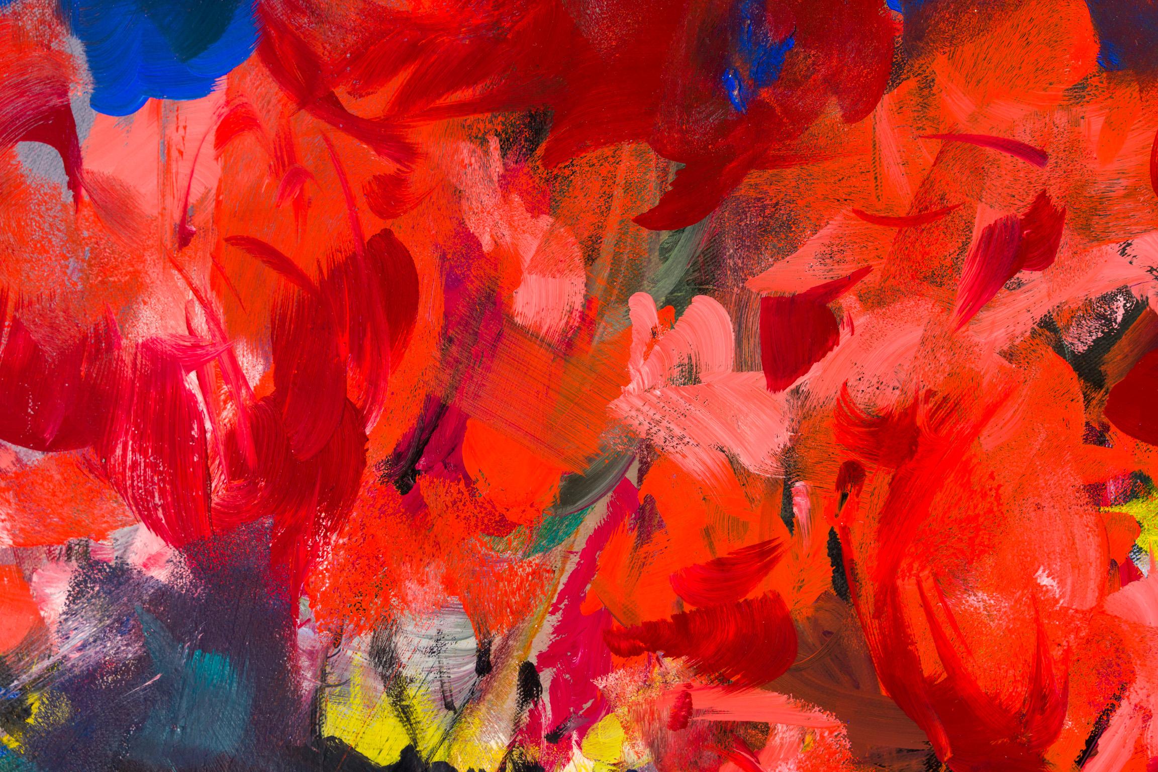 Les tulipes - Noir Abstract Painting par Alina Maksimenko