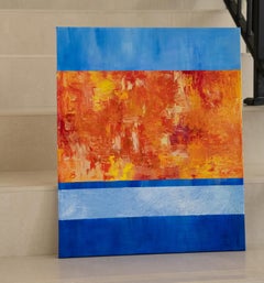 Blue abstract with orange field