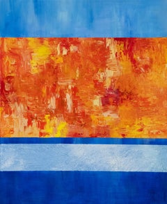 Abstrait bleu avec champ orange