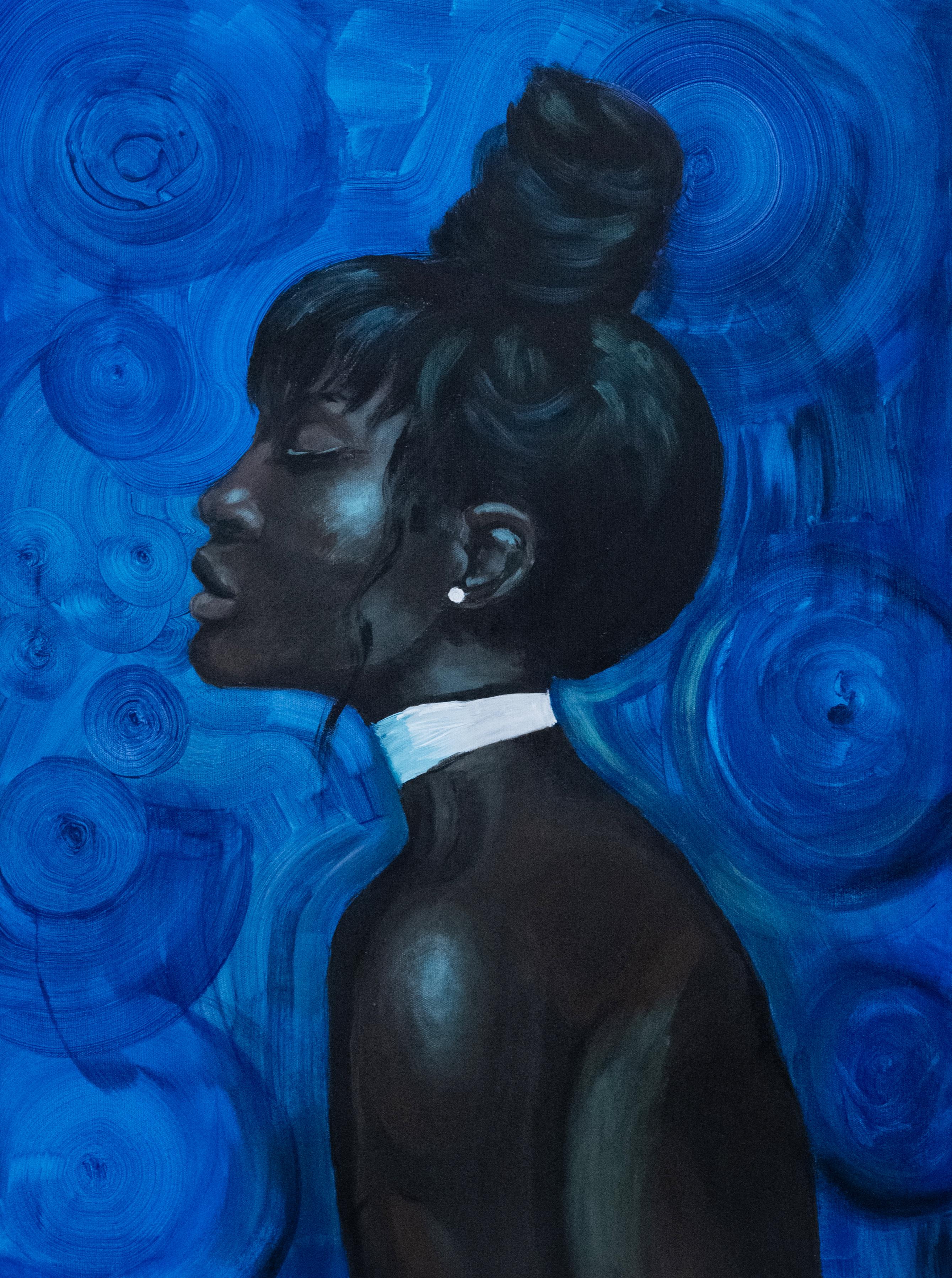 Portrait Painting di Alina O'Dwyer - Orchidea blu   . dipinto originale