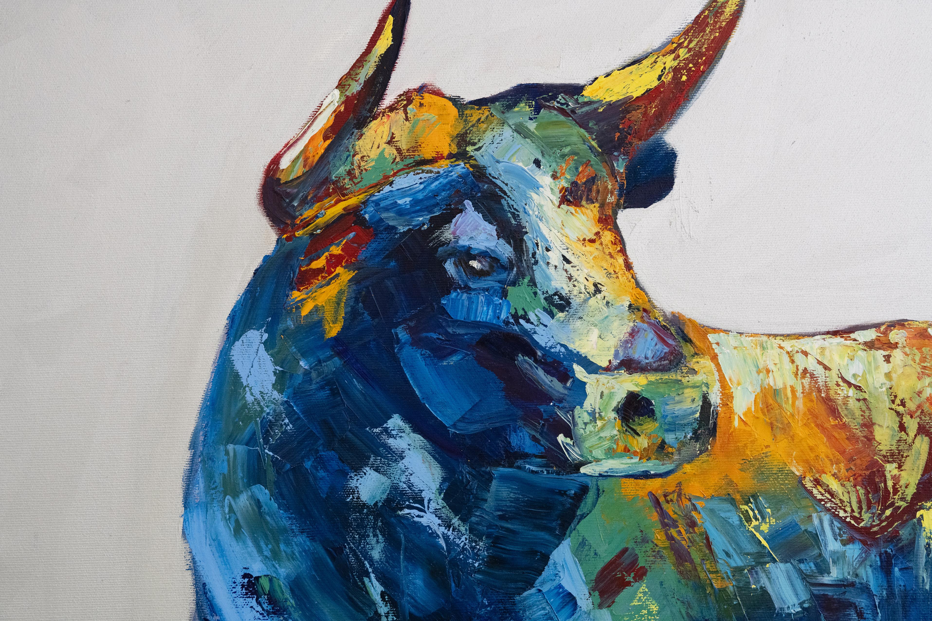 Bull  . original painting - Painting by Alina O'Dwyer