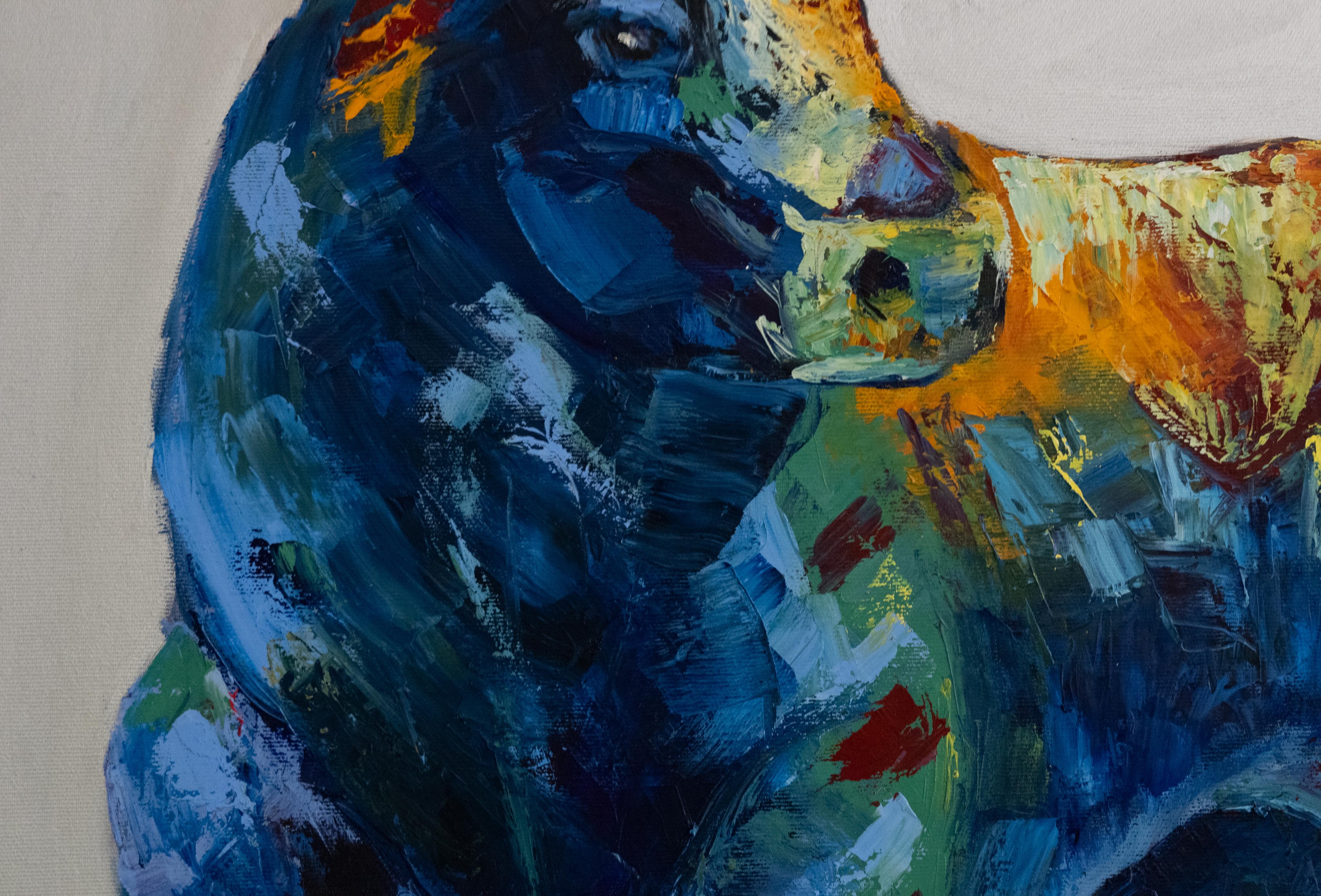 Bull  . original painting - Realist Painting by Alina O'Dwyer