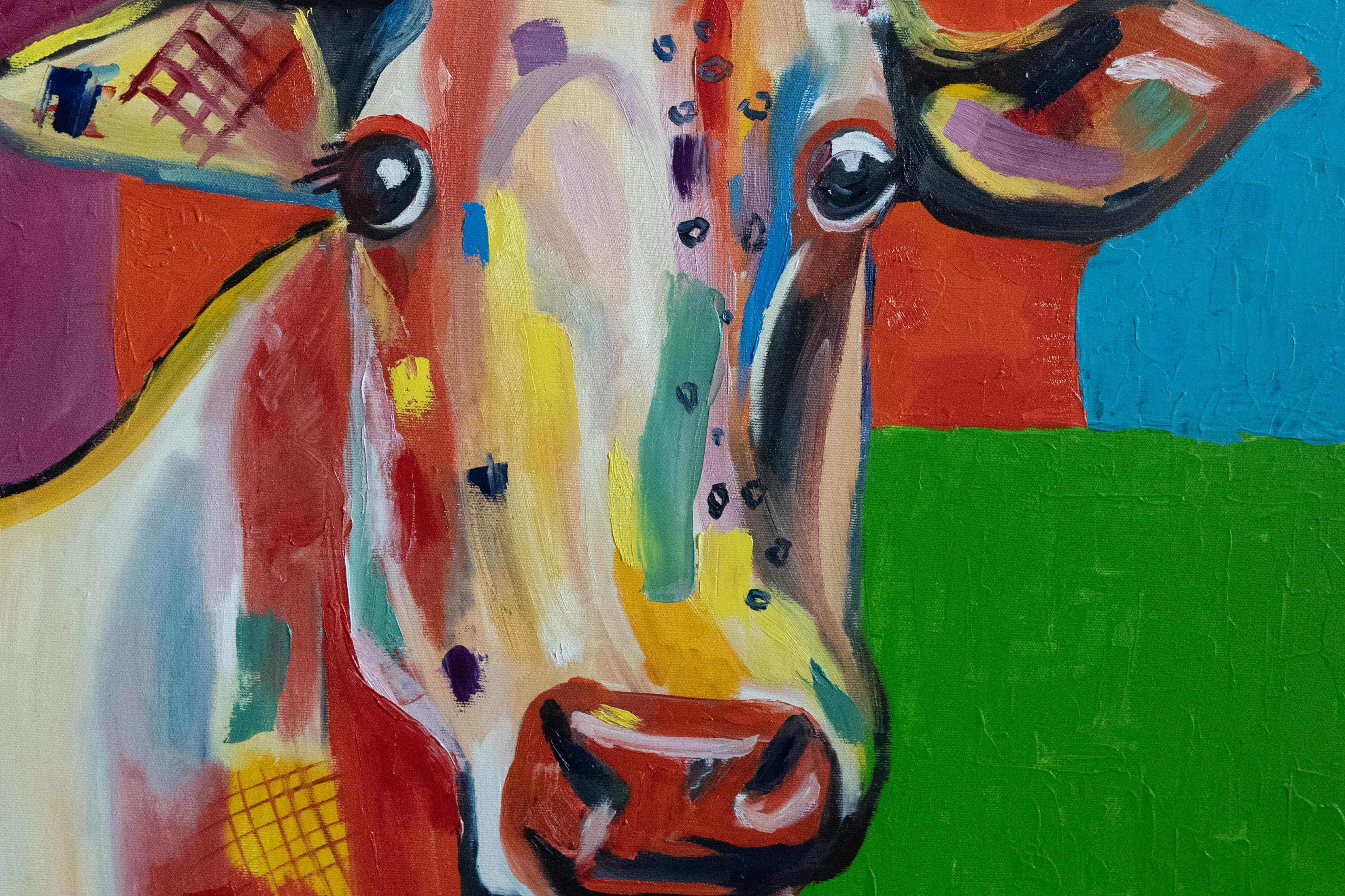 Vaca sagrada  . pintura original - Animal Painting Marrón de Alina O'Dwyer
