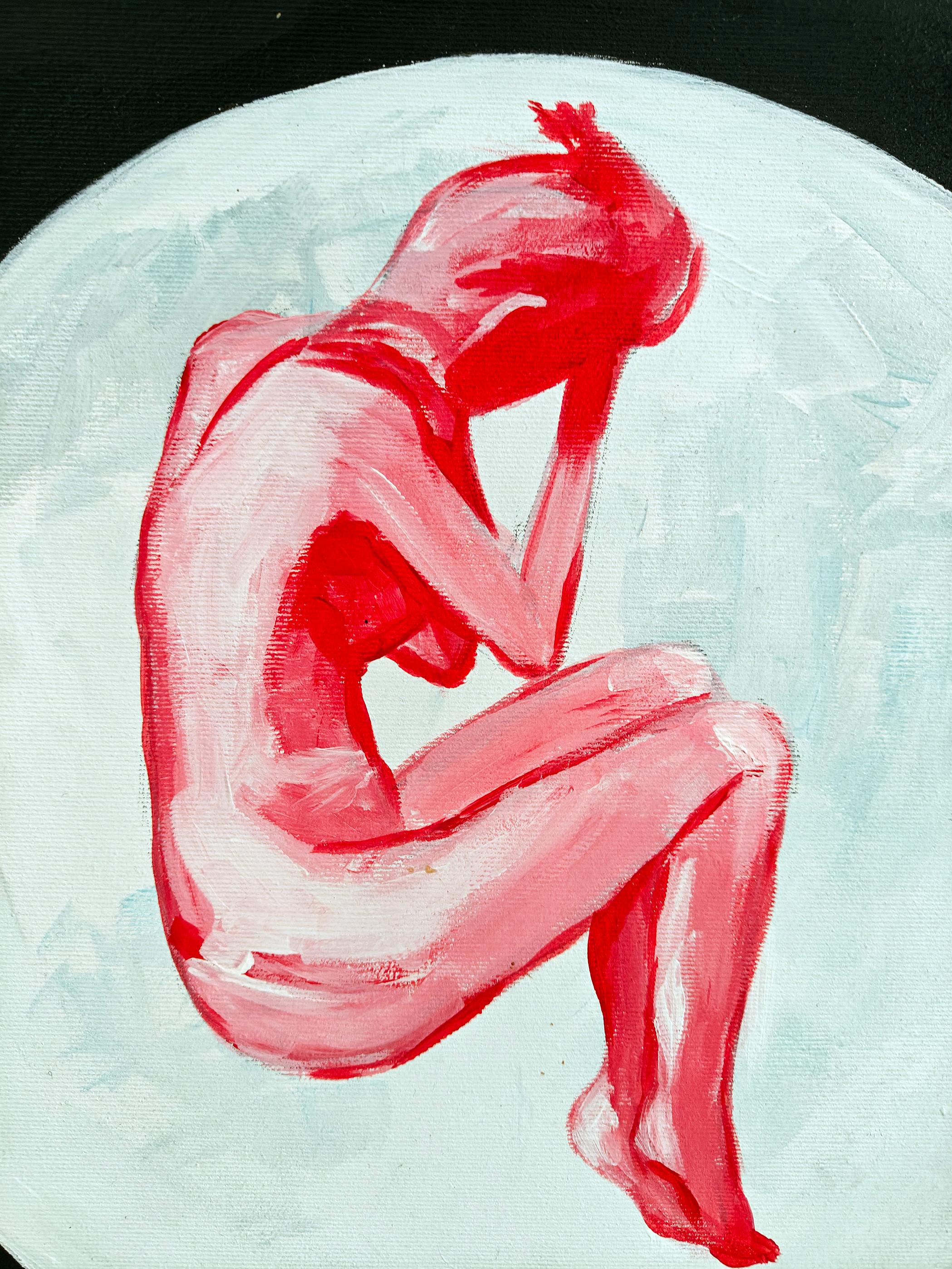 Inneres Wort (Grau), Figurative Painting, von Alina O'Dwyer