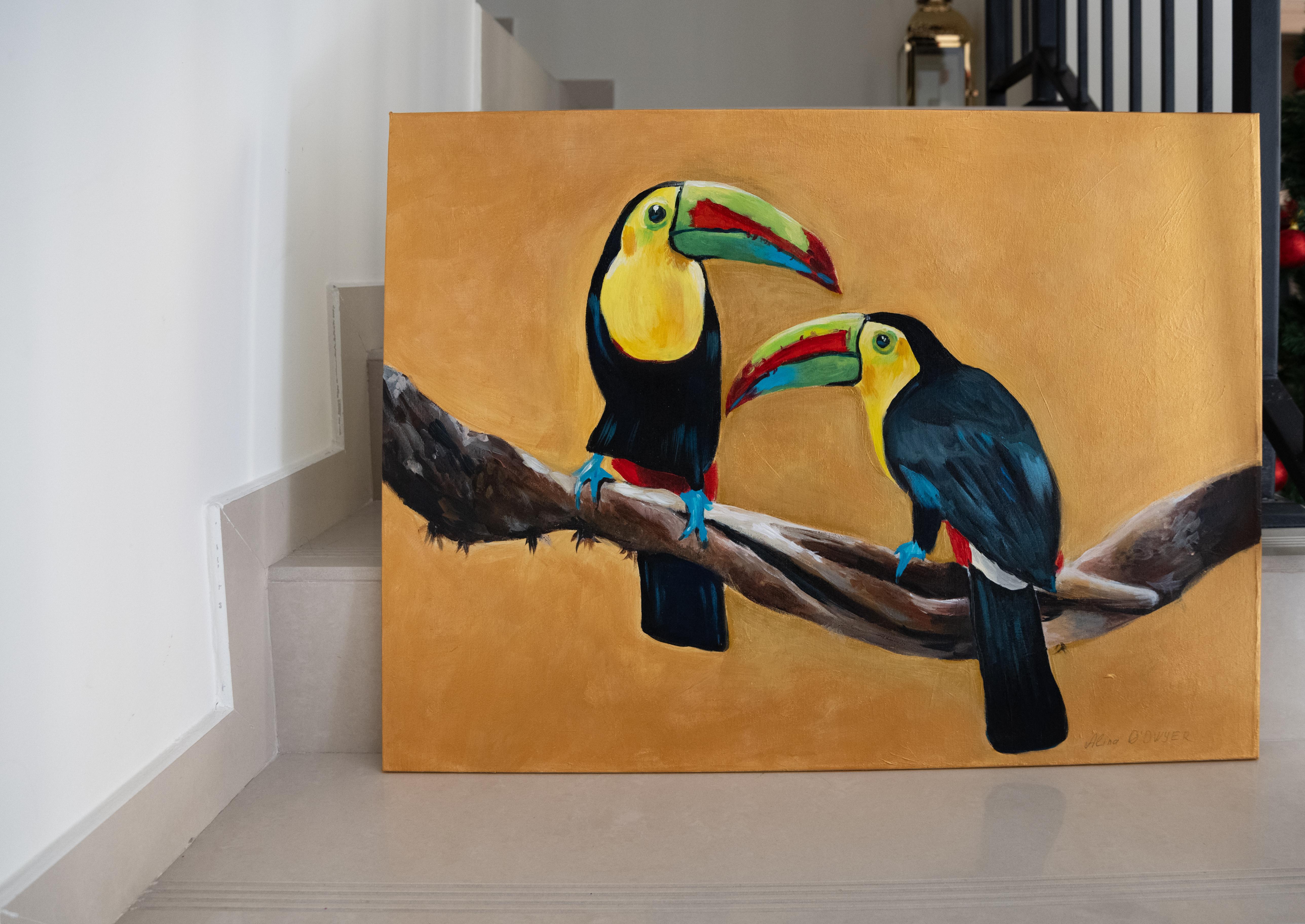 Love Birds . peinture originale - Painting de Alina O'Dwyer