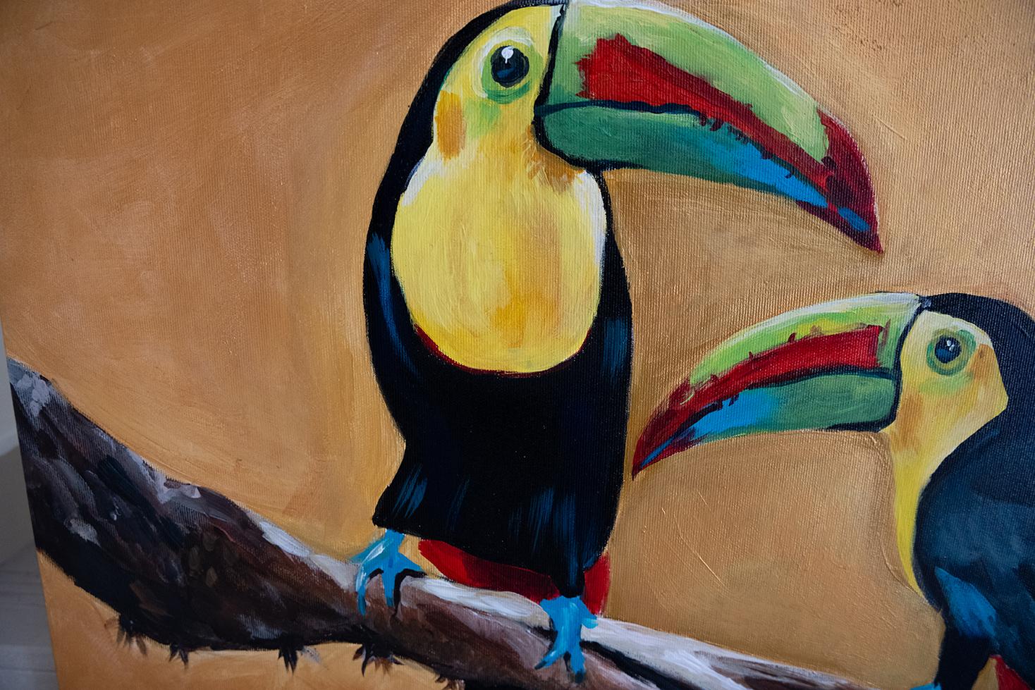 Love Birds . peinture originale - Pop Art Painting par Alina O'Dwyer