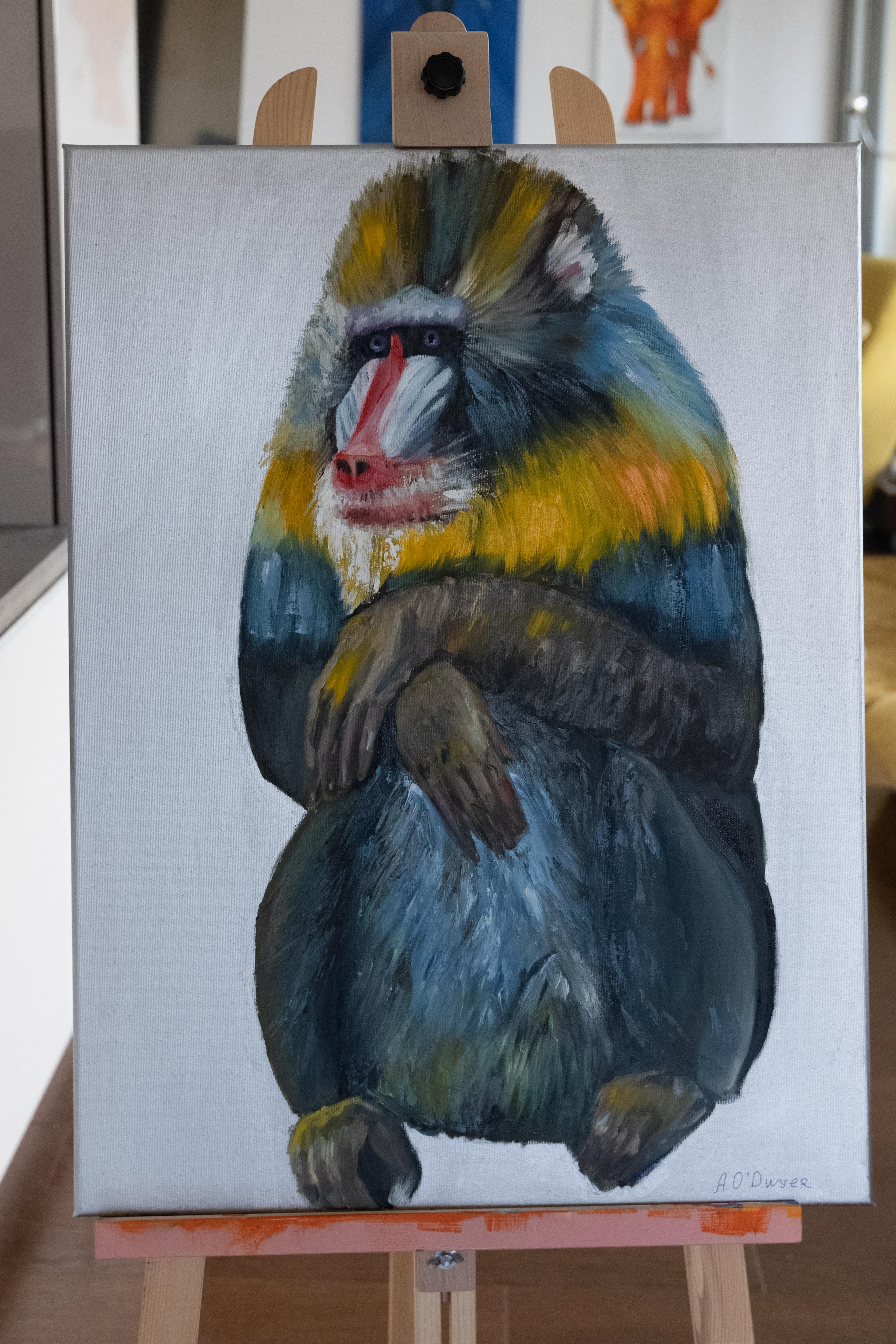 Mandrill . Originalgemälde – Painting von Alina O'Dwyer