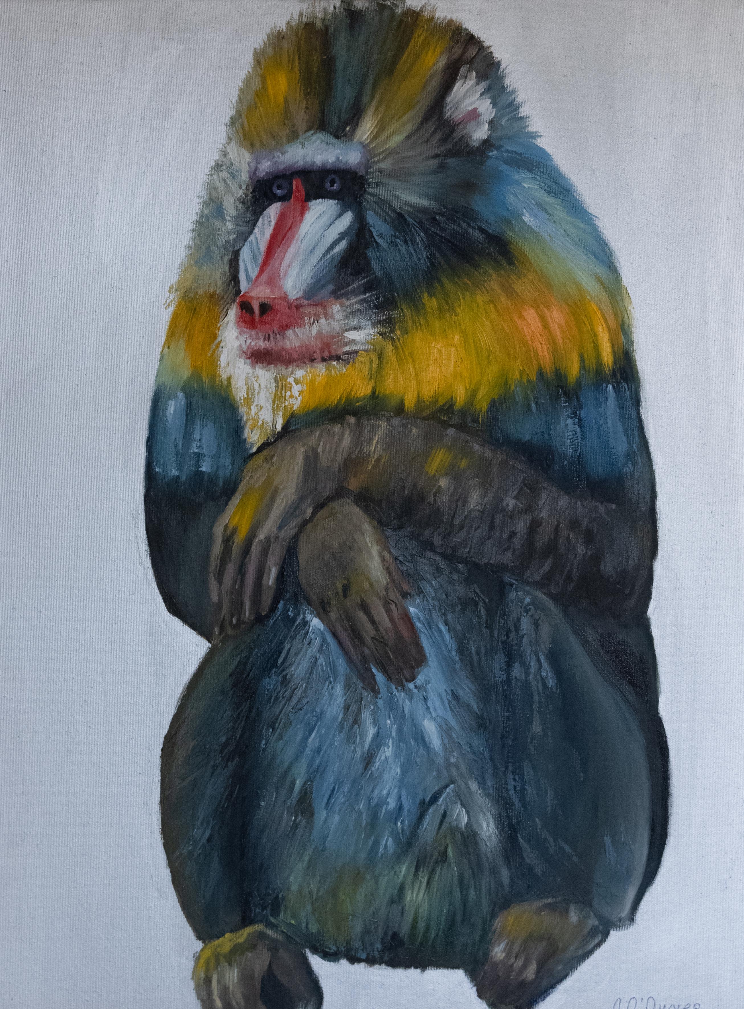 Mandrill . Originalgemälde im Angebot 2