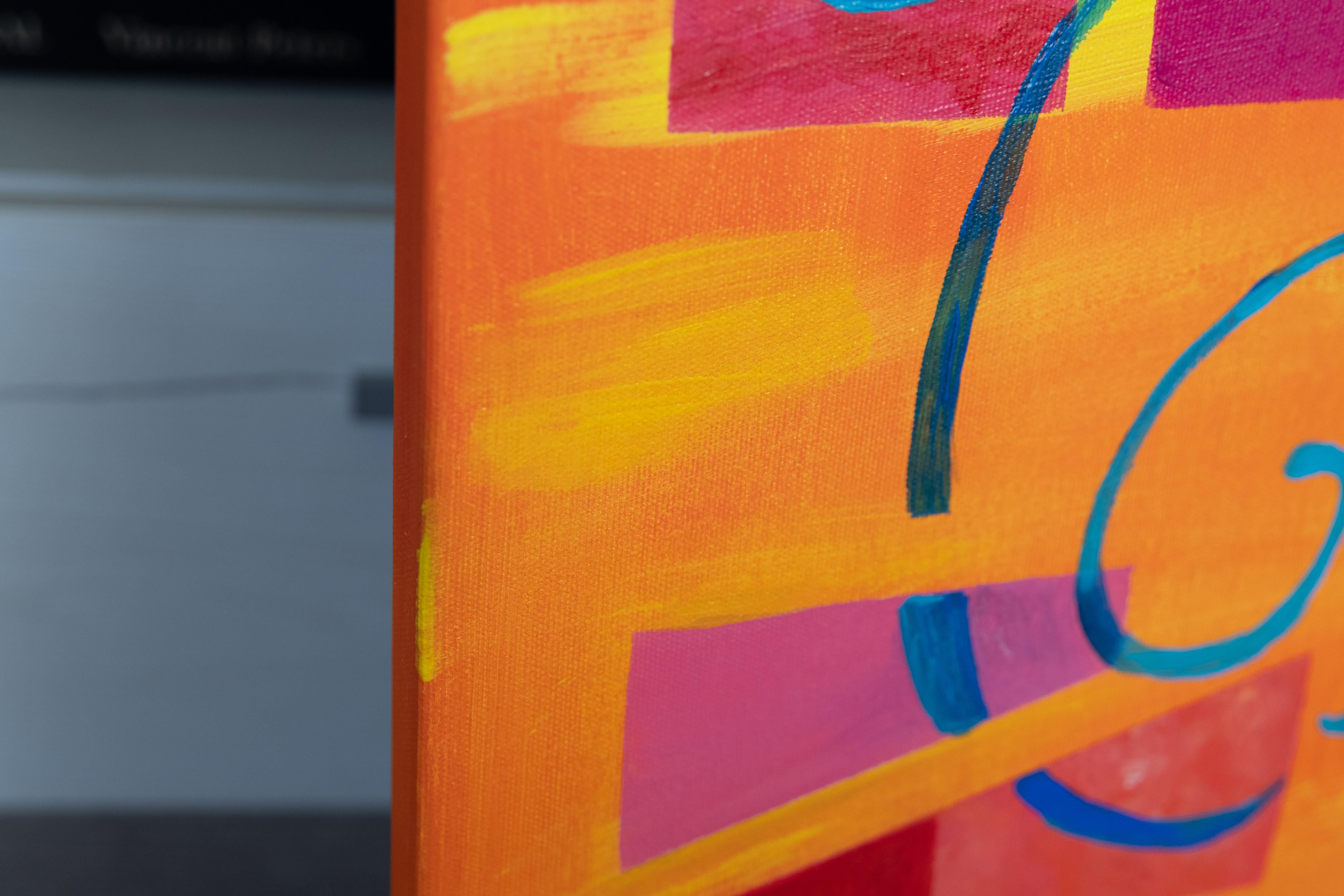 Arte geometrica astratta arancione  . dipinto originale - Painting Pop Art di Alina O'Dwyer