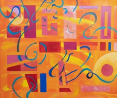 Art géométrique abstrait orange  . peinture originale