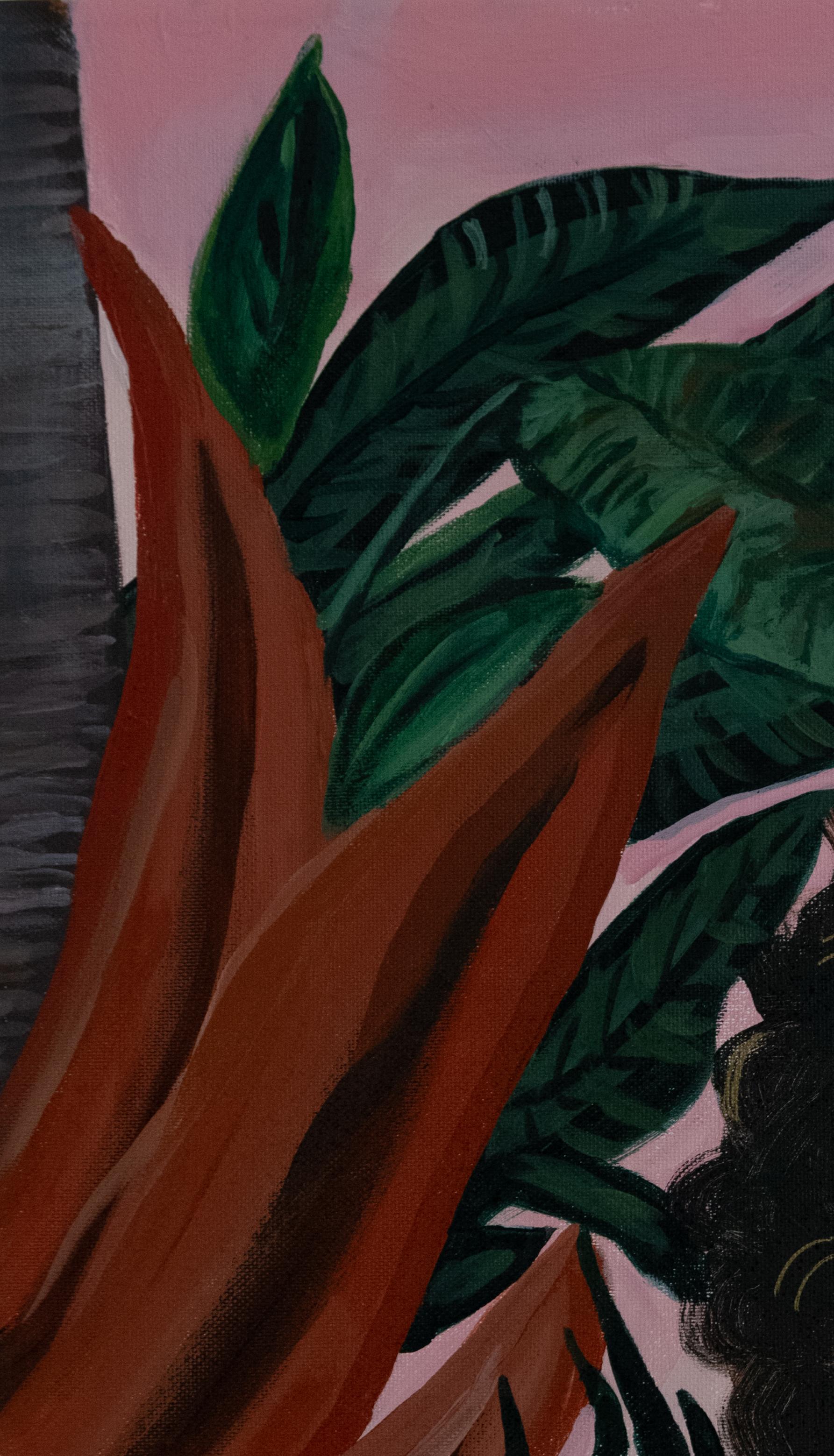 Tropical Girl . peinture originale - Noir Portrait Painting par Alina O'Dwyer