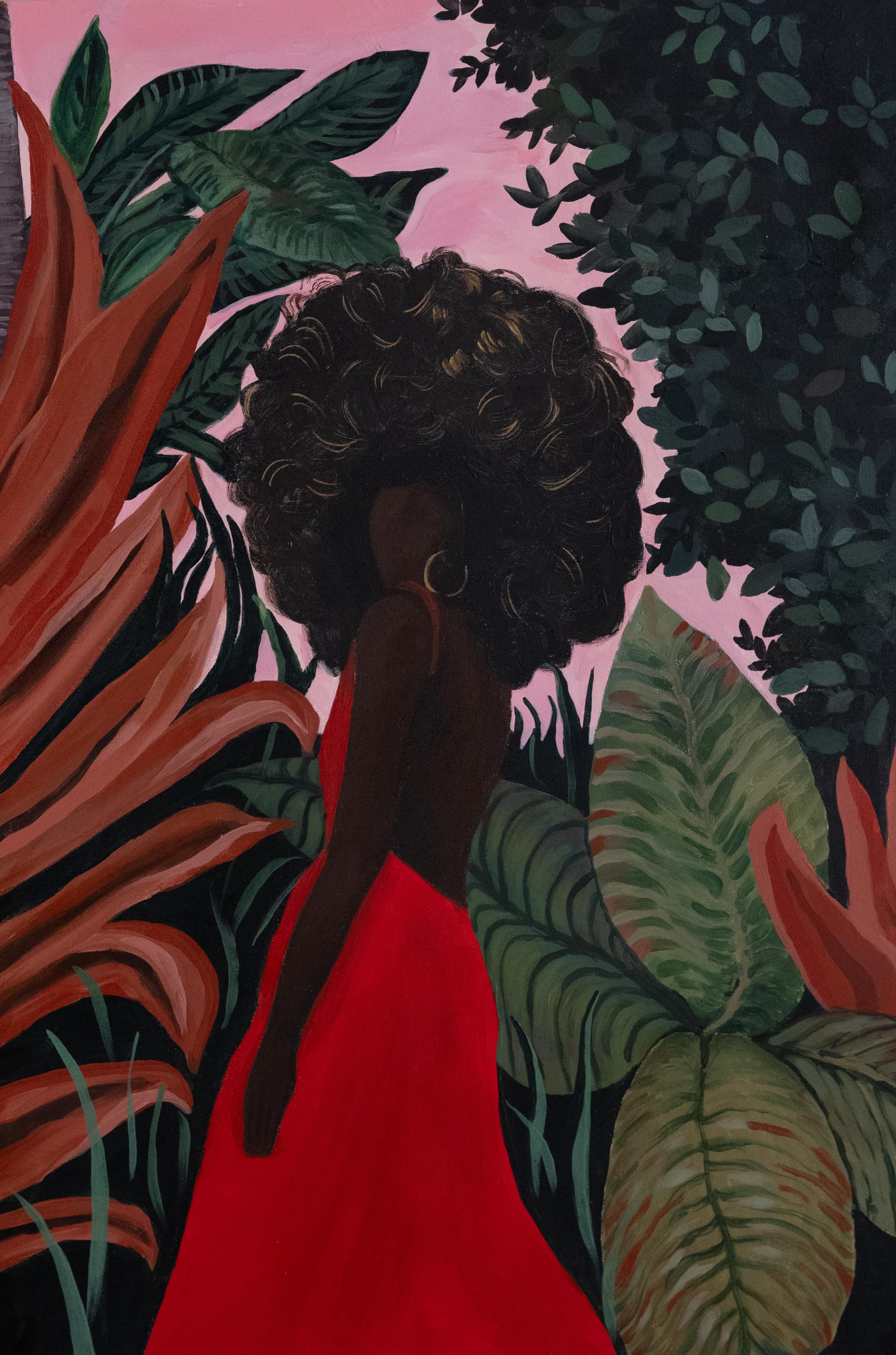 Portrait Painting Alina O'Dwyer - Tropical Girl . peinture originale
