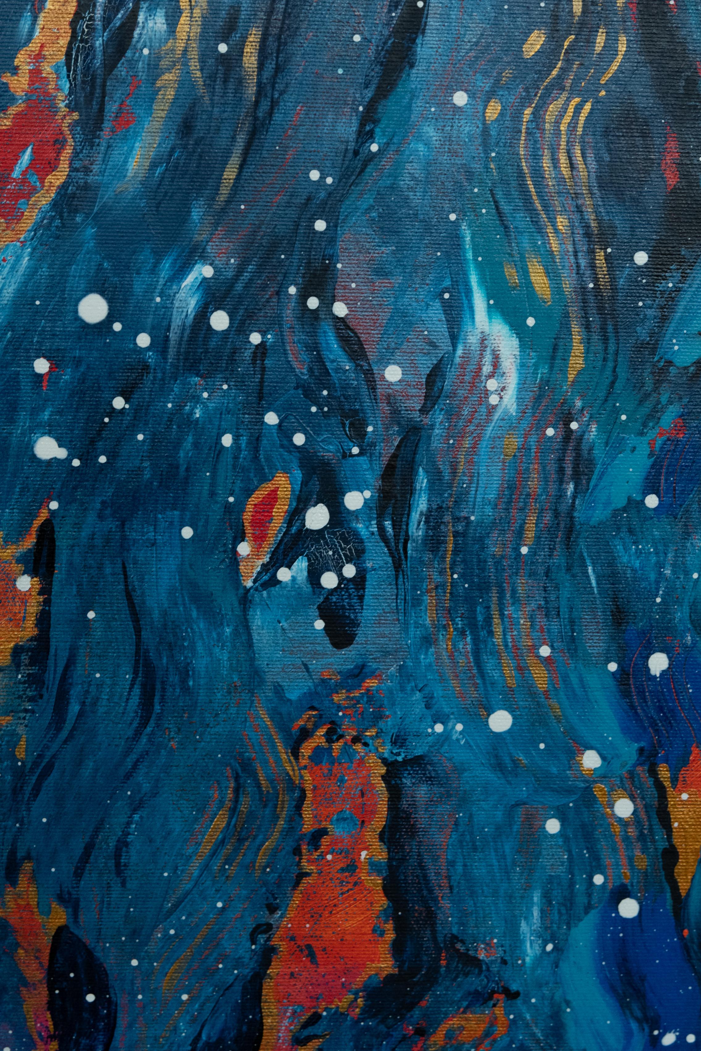 Quadro astratto sull'eruzione del vulcano - Painting di Alina O'Dwyer