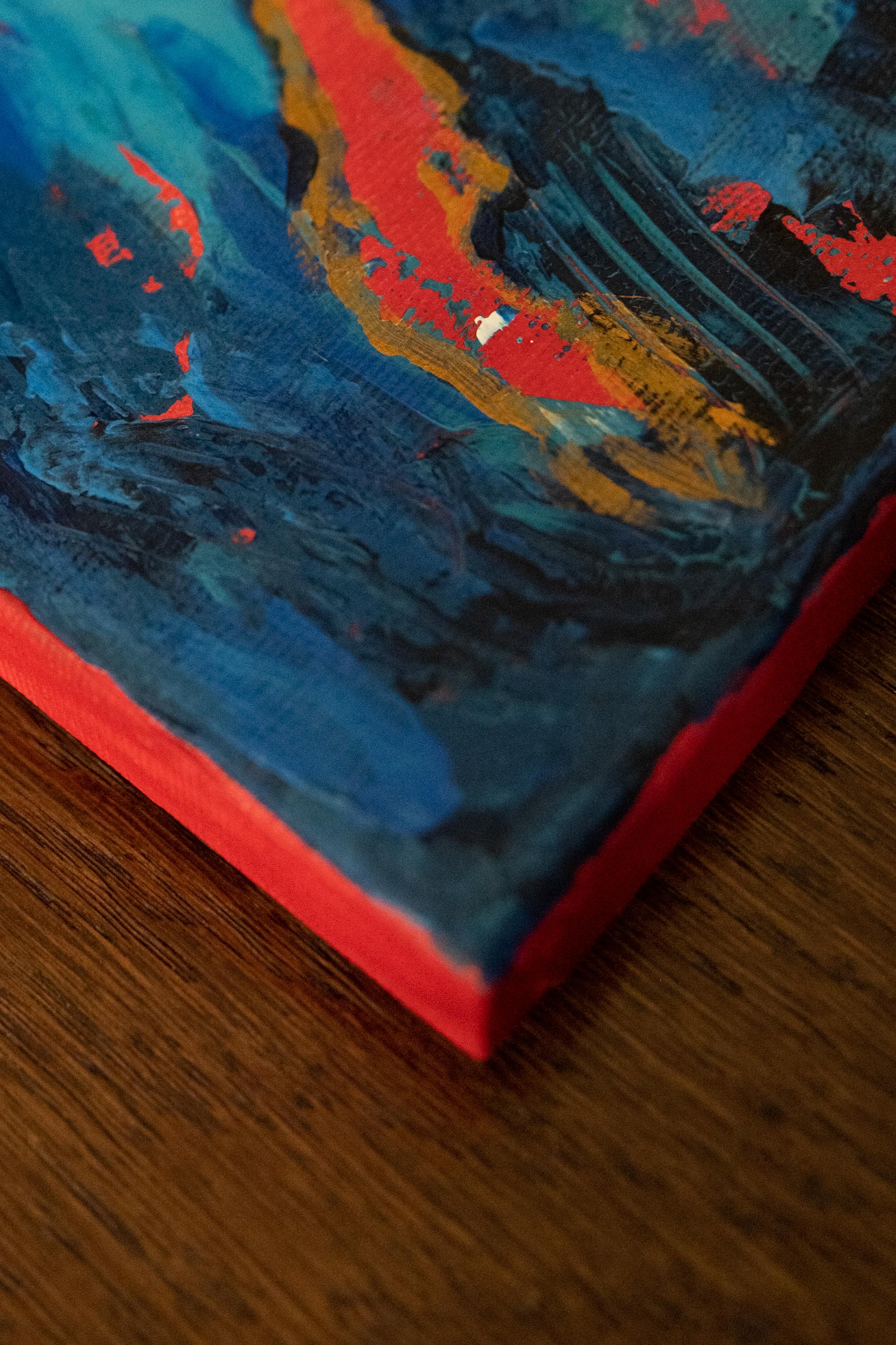 Quadro astratto sull'eruzione del vulcano - Abstract Painting Viola di Alina O'Dwyer