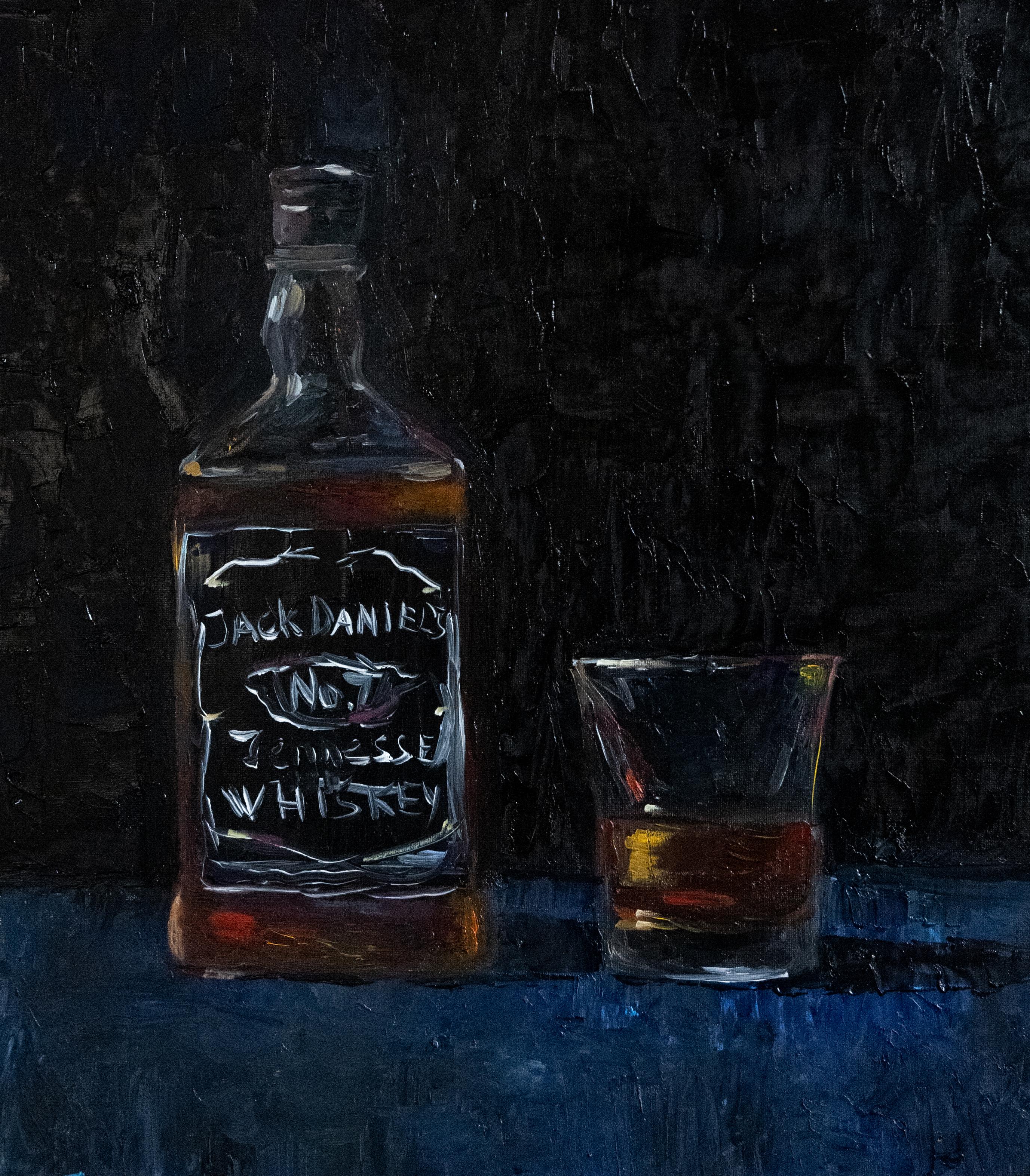 Degustazione di whisky. dipinto originale