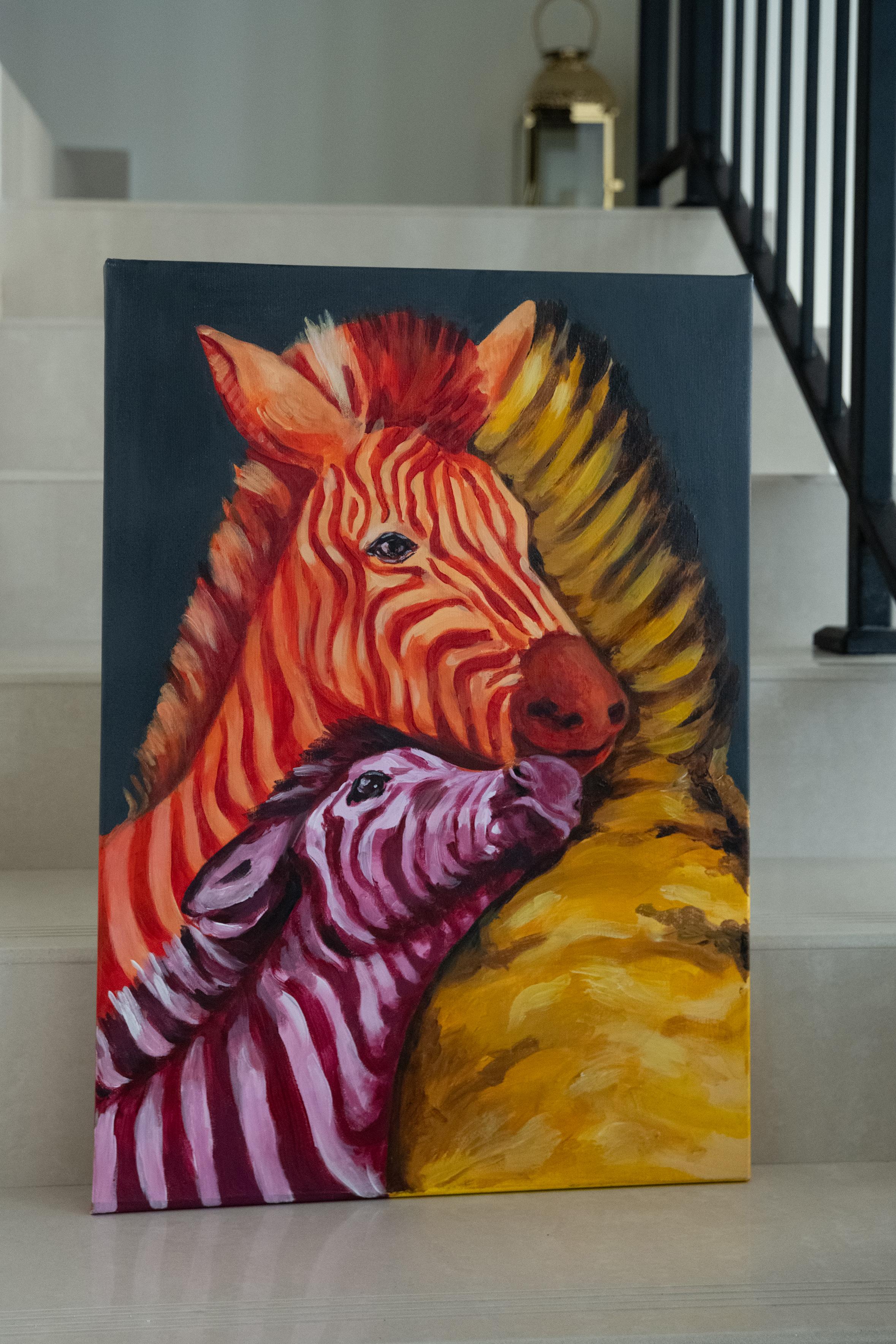 Zebra . quadro originale - Painting di Alina O'Dwyer