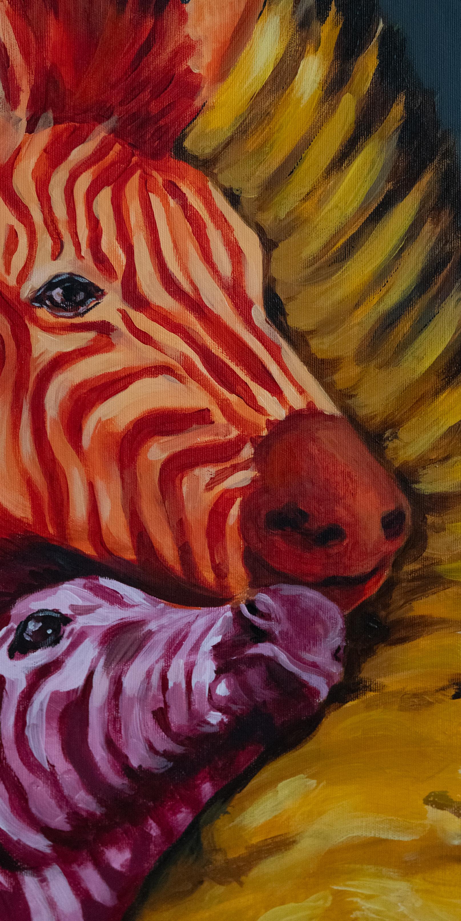 Zebra . quadro originale - Animal Painting Marrone di Alina O'Dwyer