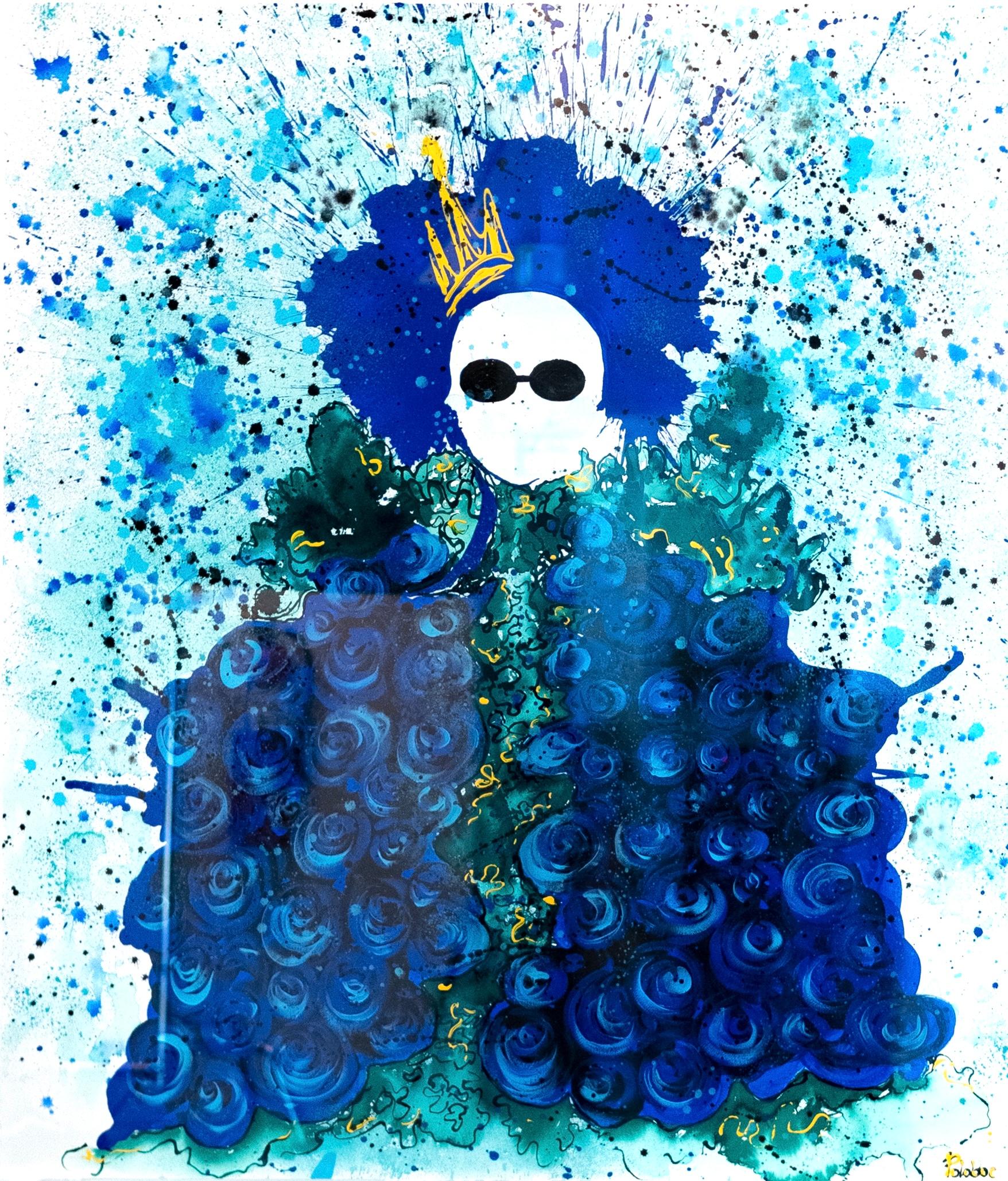  Alina Poloboc Abstract Painting - FANCY BLUE KING
