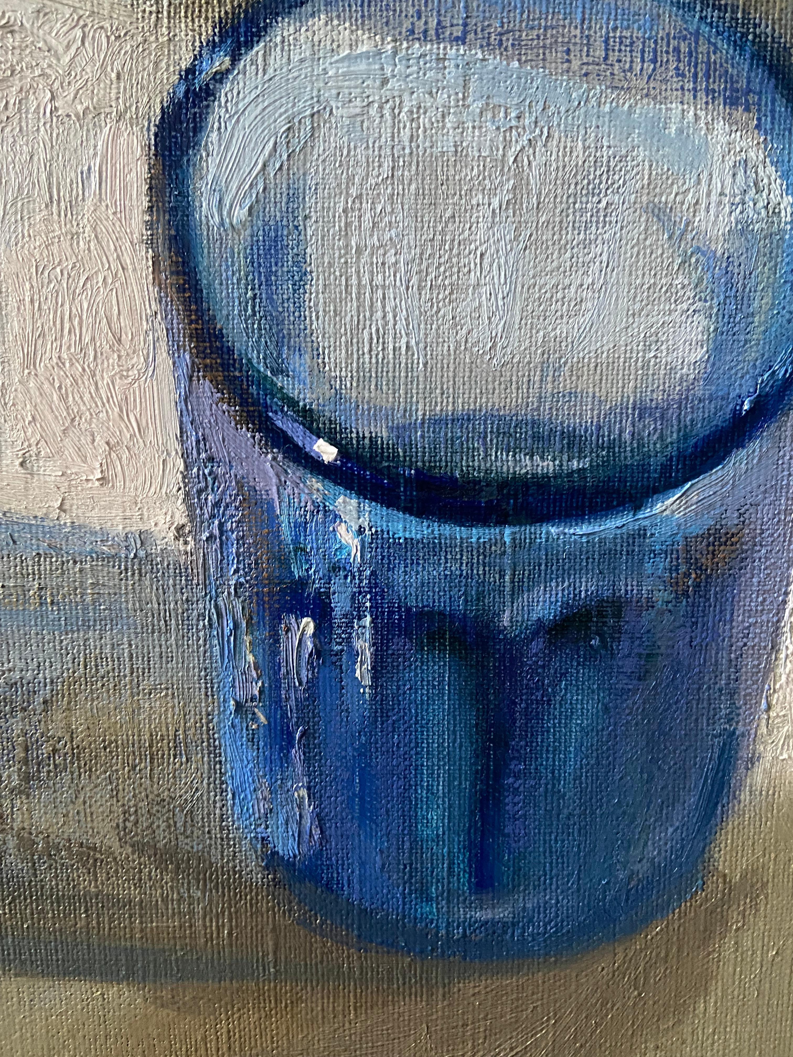 Ultramarine - Gray Still-Life Painting by  Alina Sharovskaya-Konstantinova