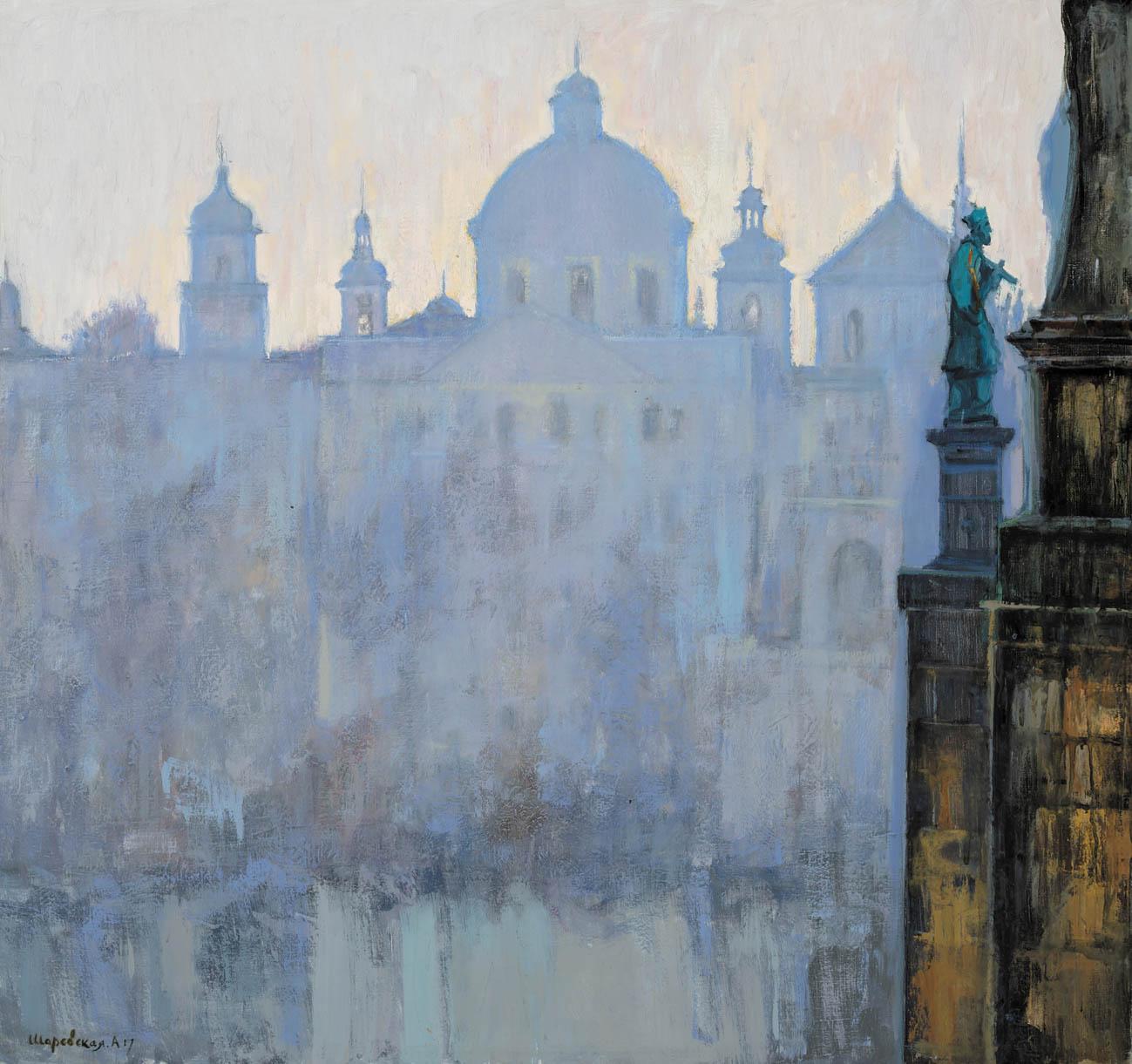 Alina Sharovskaya Landscape Painting - Morning in Prague