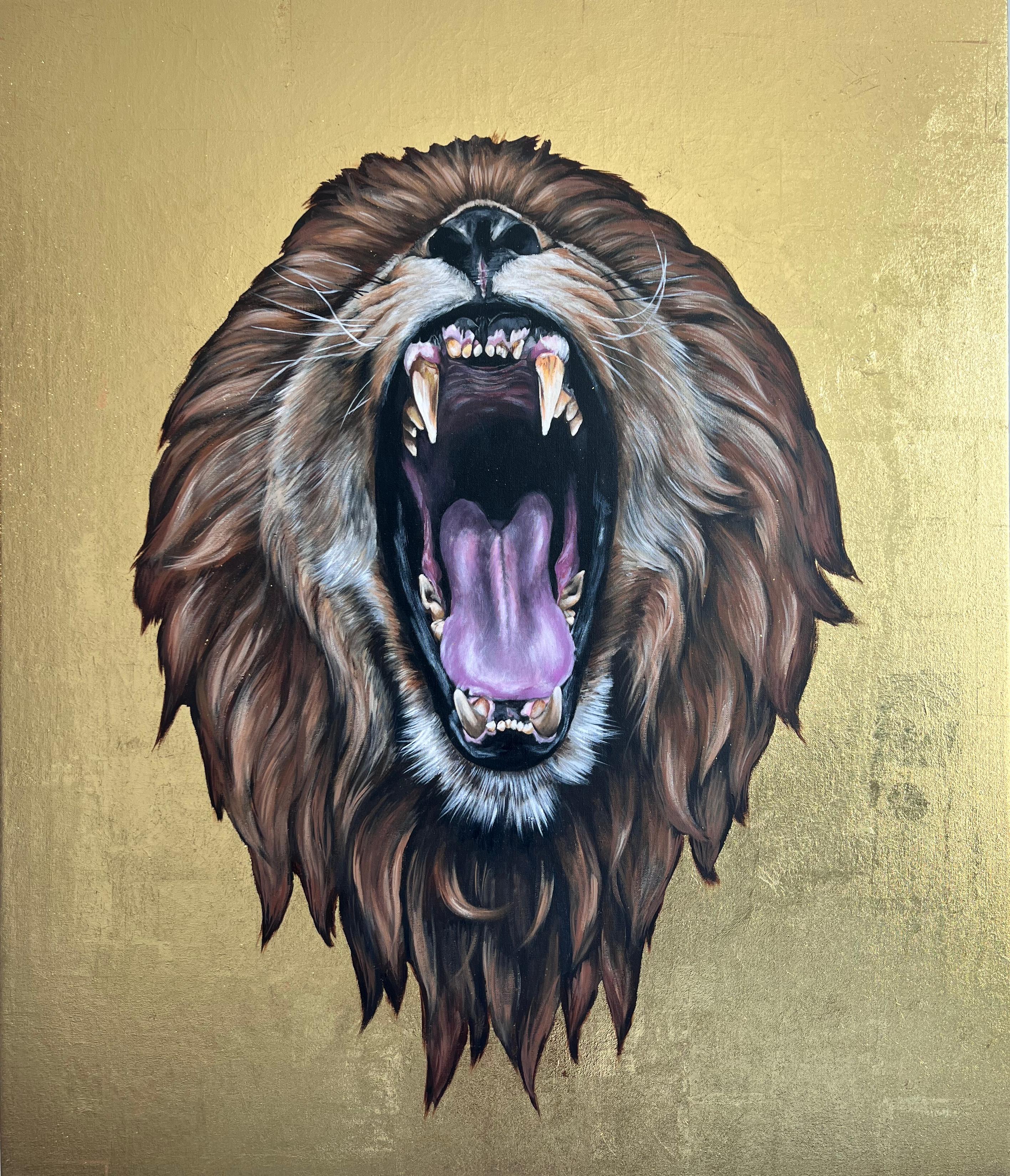 "Lion 1" Painting 39" x 31.5" inch by Alina Shimova 

PURE SOUL series 
Shimova cares about the conservation of the fauna. She draws public attention to the problems of animals, especially wild and endangered species. Shimova is Vice-president of