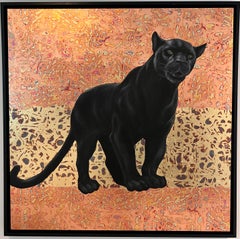 "Panther" Figurative Tier Ölgemälde 39" x 39" Zoll von Alina Shimova