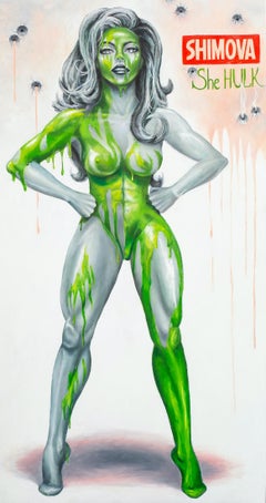 „She Hulk“, Ölgemälde 59" x 31" Zoll von Alina Shimova 