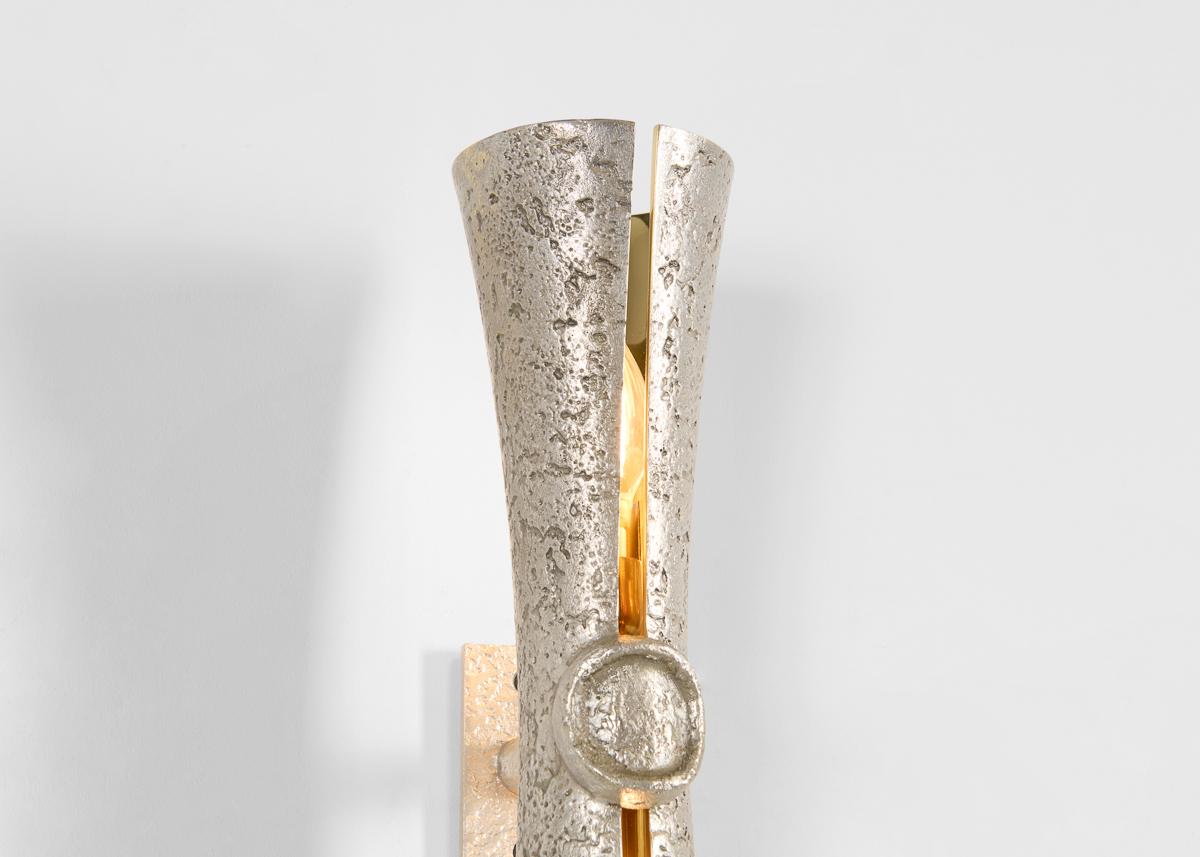 Lebanese Aline Hazarian, Ara - Silver, Contemporary Wall Sconce, Bronze, Lebanon, 2024 For Sale