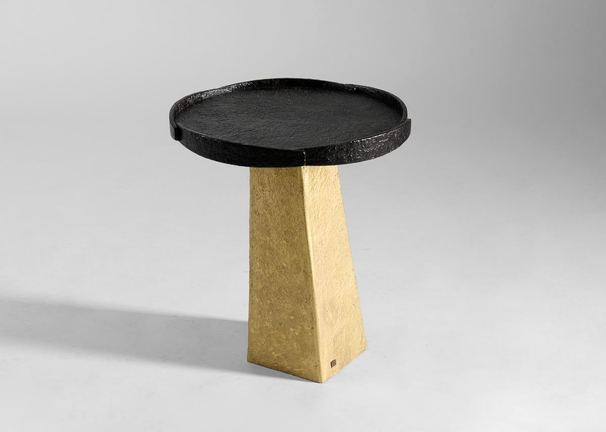 Patinated Aline Hazarian, Arpi, Circular Coffee Table, Bronze & Brass, Lebanon, 2021 For Sale
