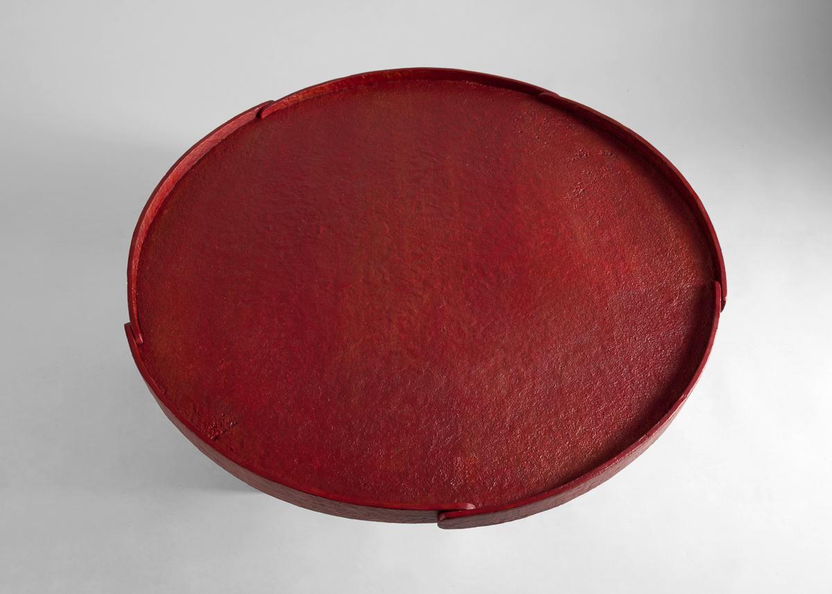 Lebanese Aline Hazarian, Arpi Red, Circular Coffee Table, Bronze & Wood, Lebanon, 2021 For Sale