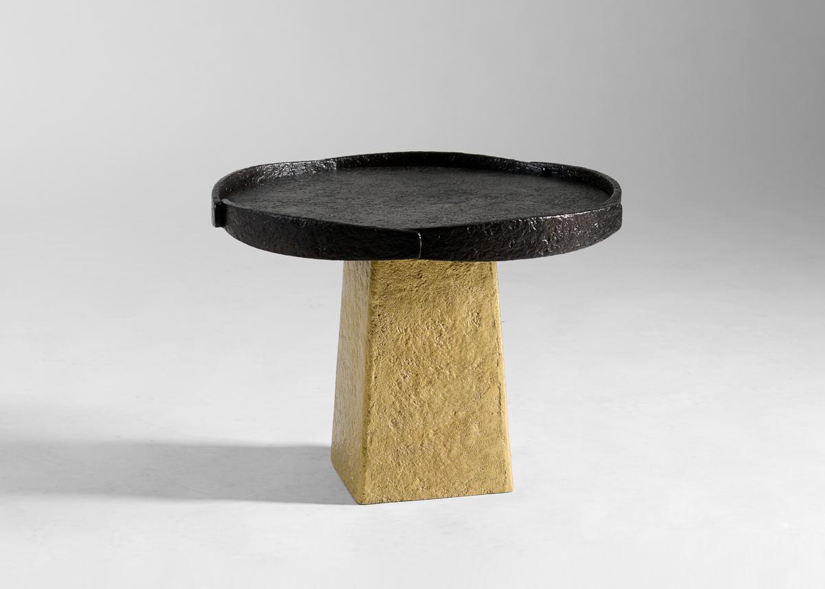 Patinated Aline Hazarian, Arpi, Small Circular Coffee Table, Bronze & Brass, Lebanon, 2021 For Sale