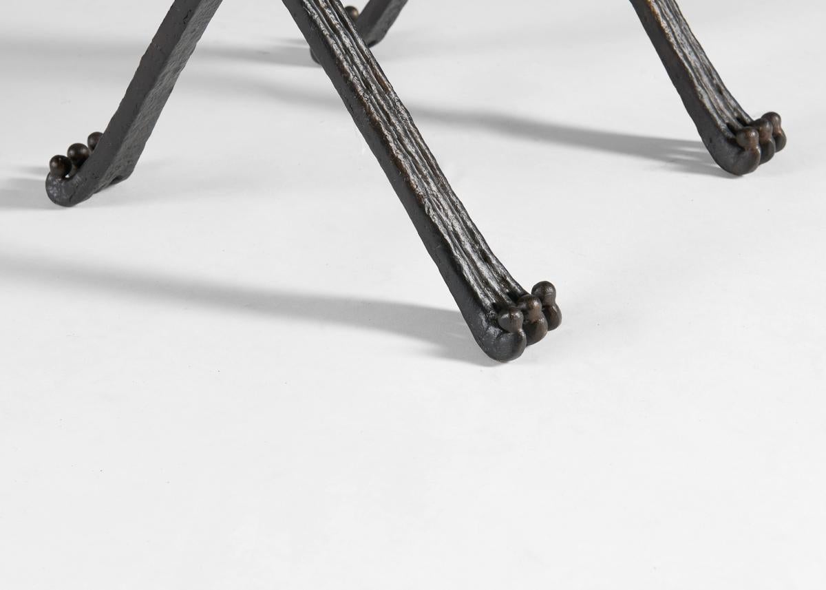 Patinated Aline Hazarian, Van, Contemporary Bronze and Leather Stool, Lebanon, 2024 For Sale