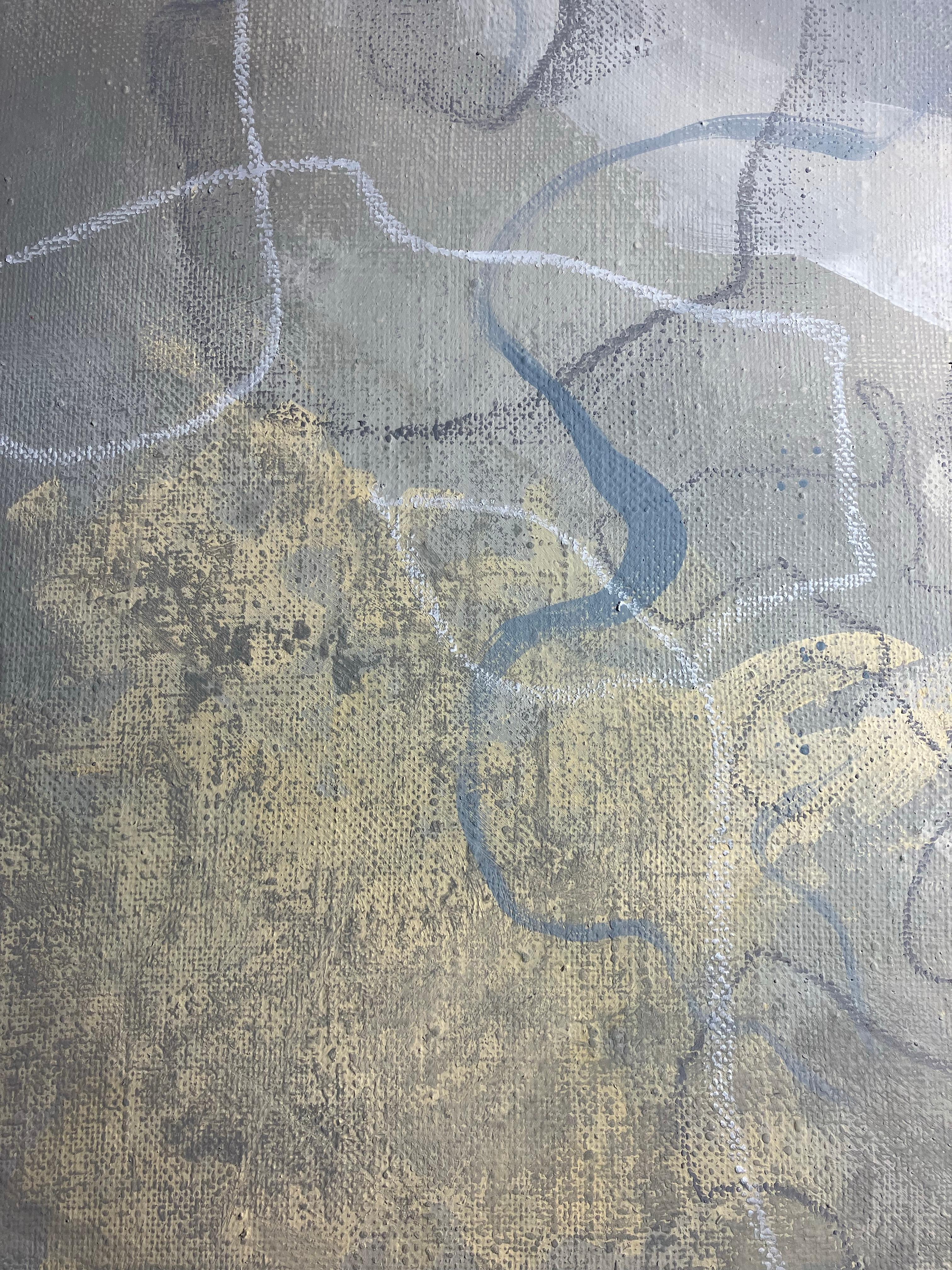 “Composition #2” - Gray Abstract Painting by Aliona Koroliova